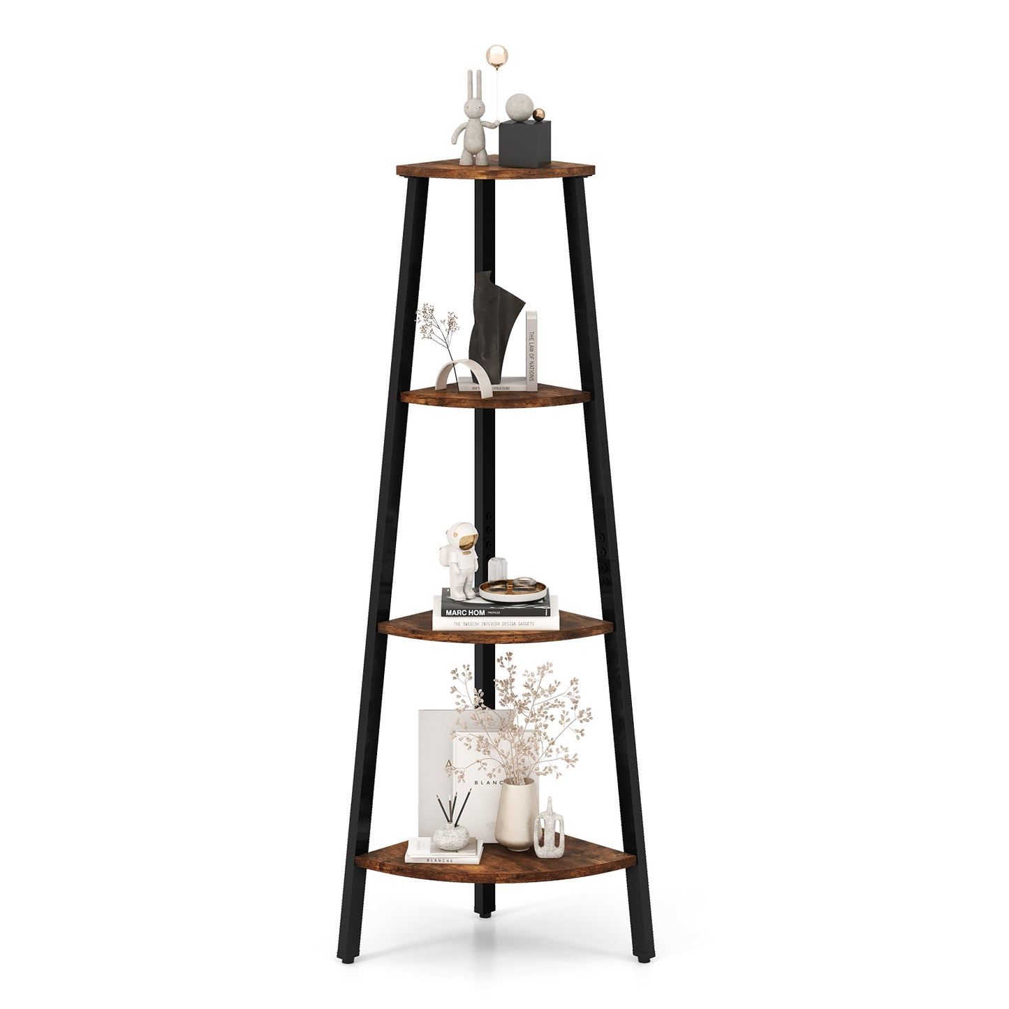 4-Tier Industrial Corner Ladder Shelf Display Rack for Home Office Kids Crystal