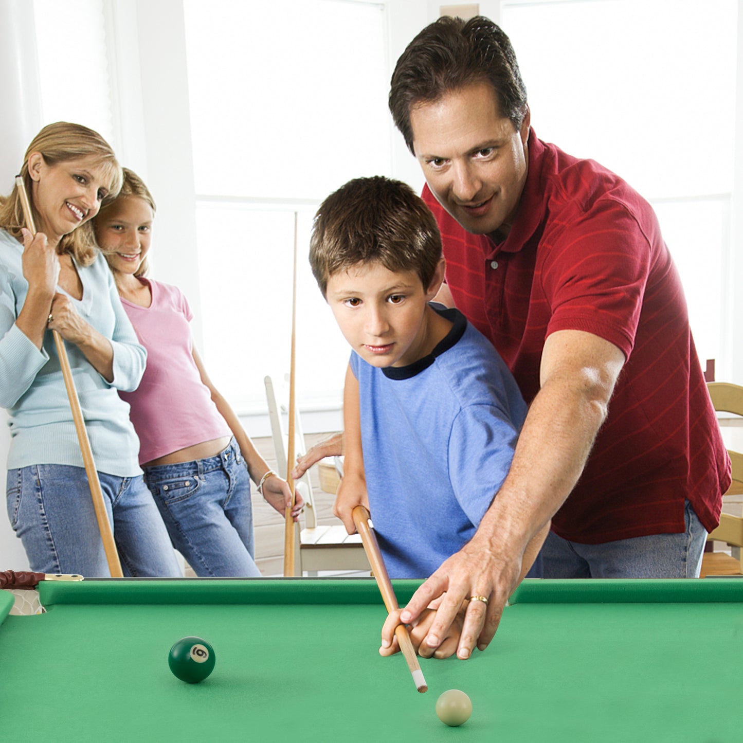 47 Inch Folding Billiard Table with Cues and Brush Chalk -Green Kids Crystal