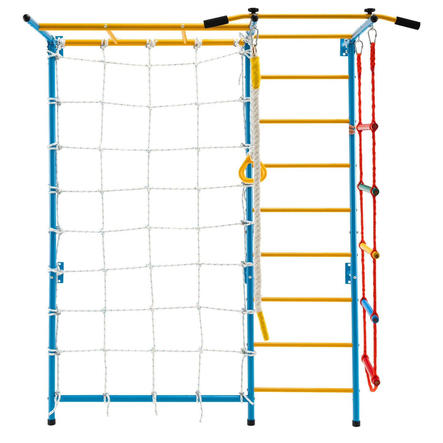 7 In 1 Kids Indoor Gym Playground Swedish Wall Ladder for Solid Wall-Yellow Kids Crystal