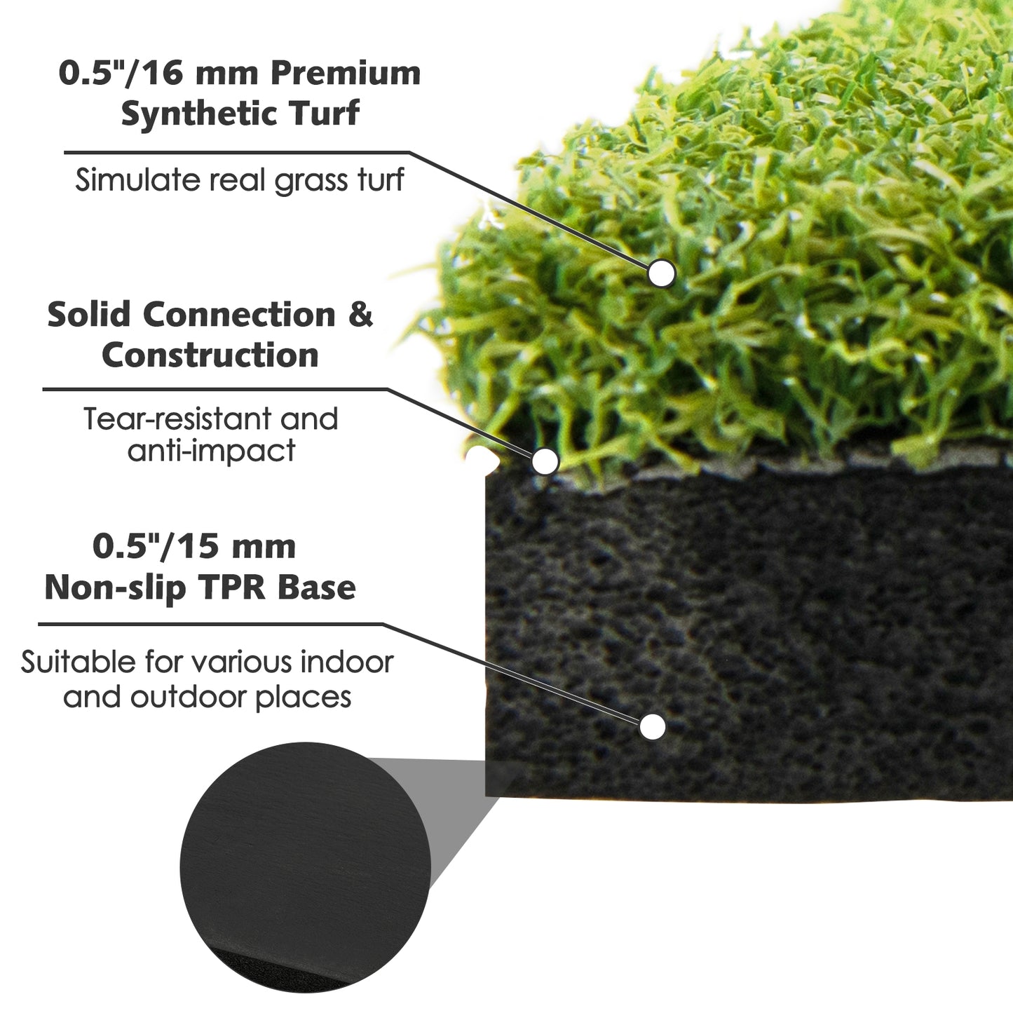 5 x 3 Feet Standard Real Feel Golf Practice Hitting Mat with Synthetic Turf and 3 Tees Kids Crystal