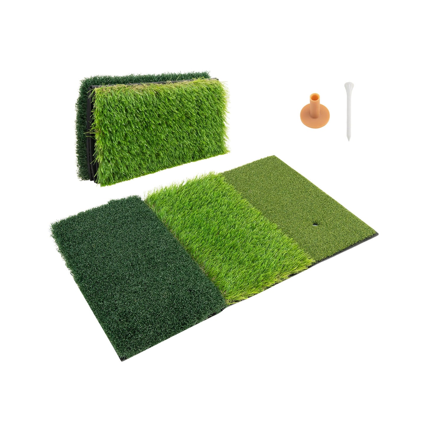 25 x 16 Inch Tri-Turf 3-in-1 Golf Hitting Mat Realistic Synthetic Turf with Tee Holder Kids Crystal