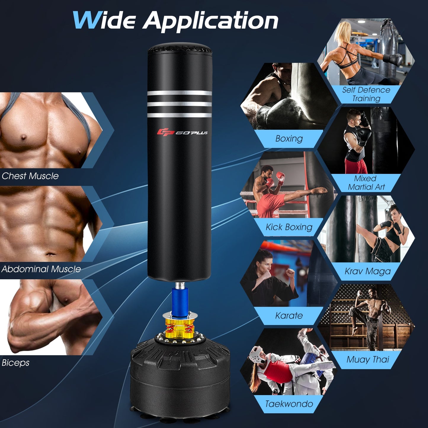 70 Inch Freestanding Punching Boxing Bag with 12 Suction Cup Base Kids Crystal