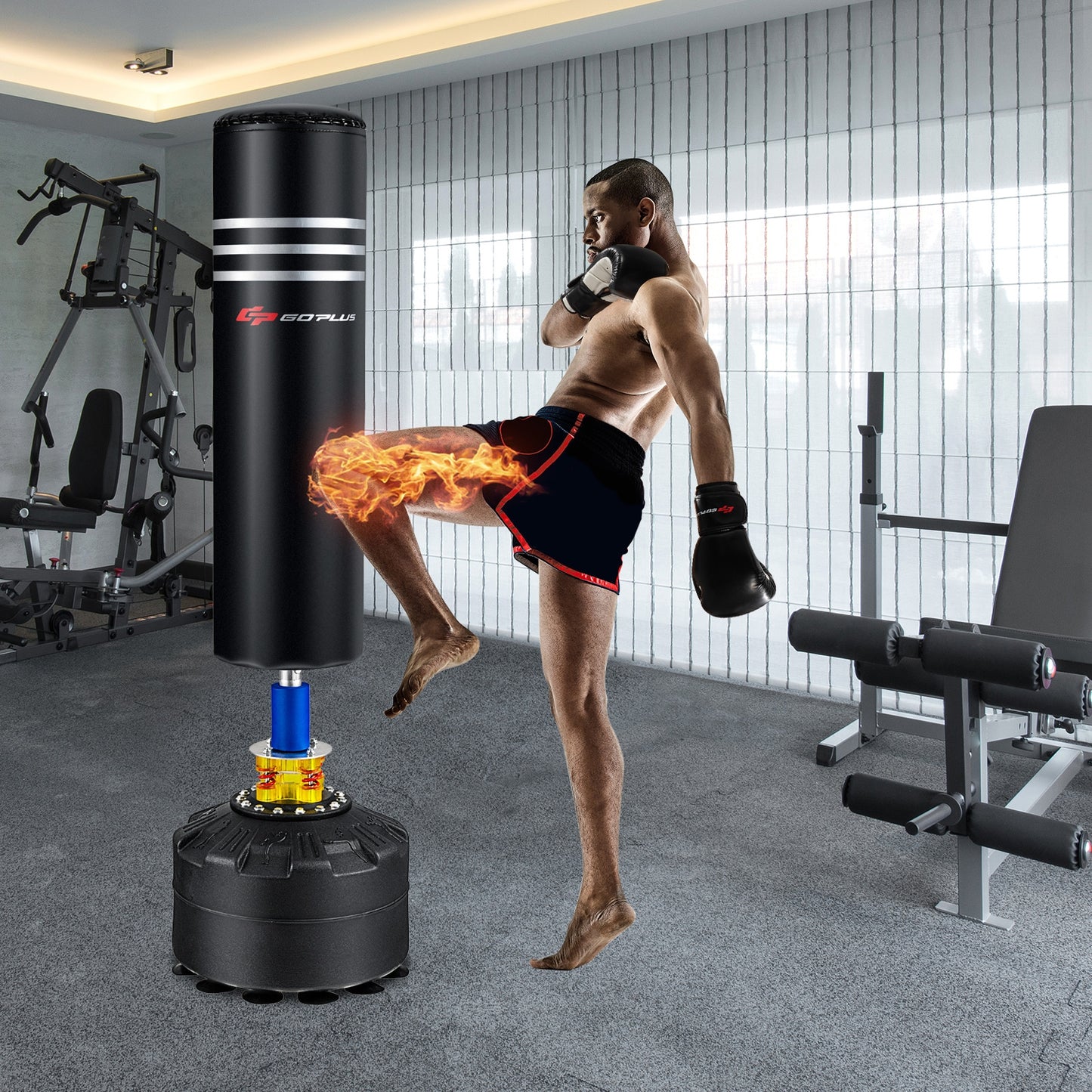 70 Inch Freestanding Punching Boxing Bag with 12 Suction Cup Base Kids Crystal