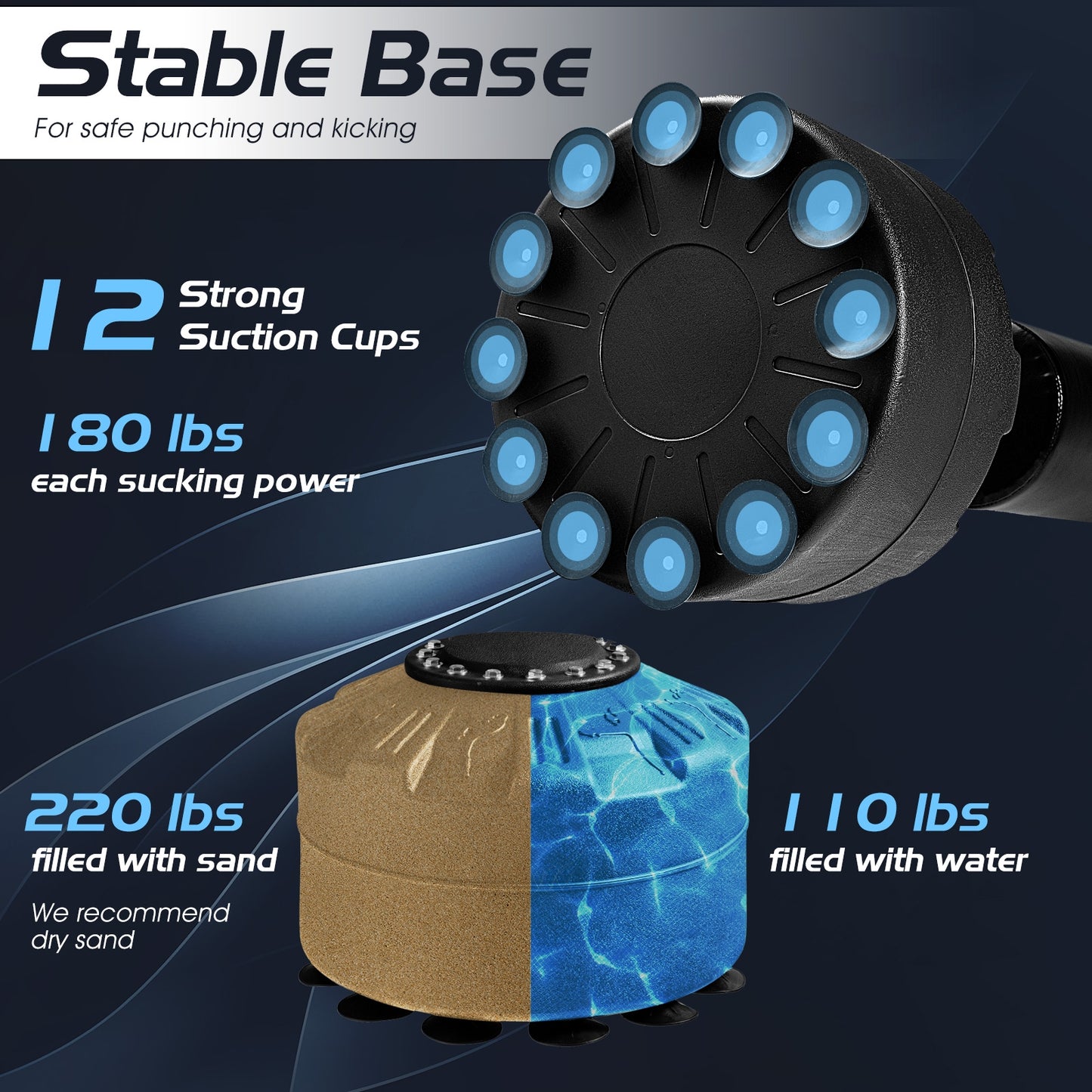 70 Inch Freestanding Punching Boxing Bag with 12 Suction Cup Base Kids Crystal