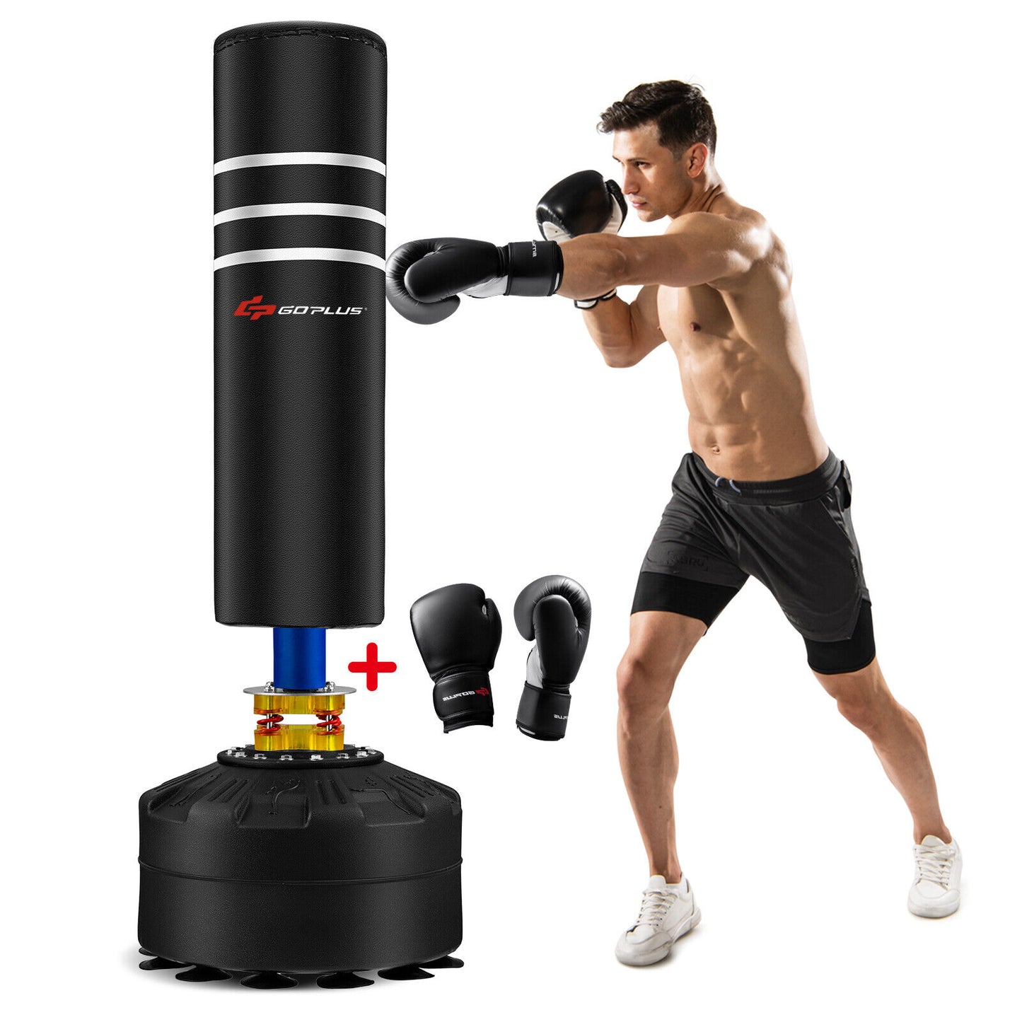 70 Inch Freestanding Punching Boxing Bag with 12 Suction Cup Base Kids Crystal