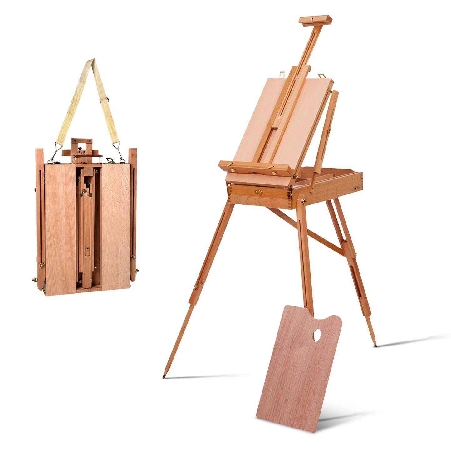 Tripod Folding French Wooden Easel with Sketch Box Kids Crystal