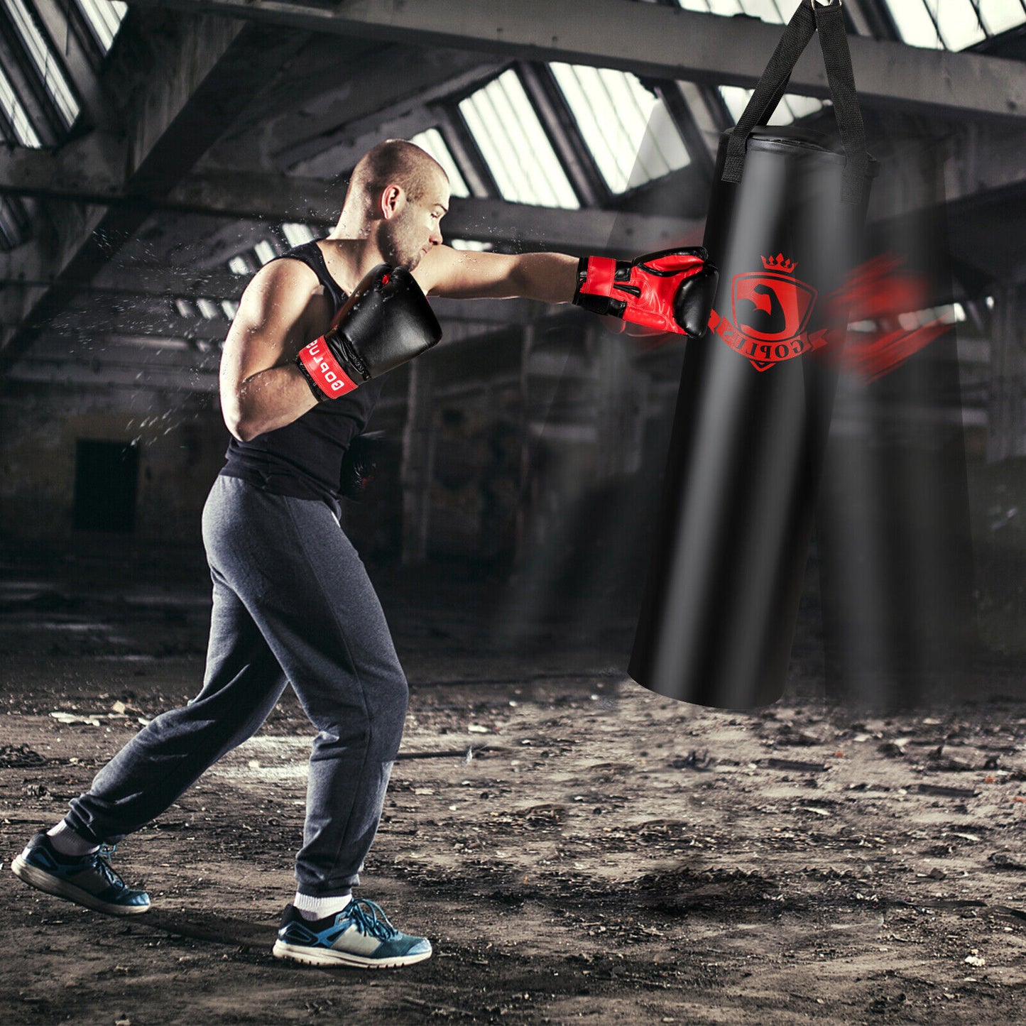 Filled Punching Bag Set with Boxing Gloves- 63 lbs Kids Crystal