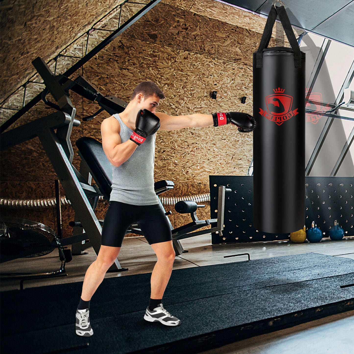 Filled Punching Bag Set with Boxing Gloves- 63 lbs Kids Crystal