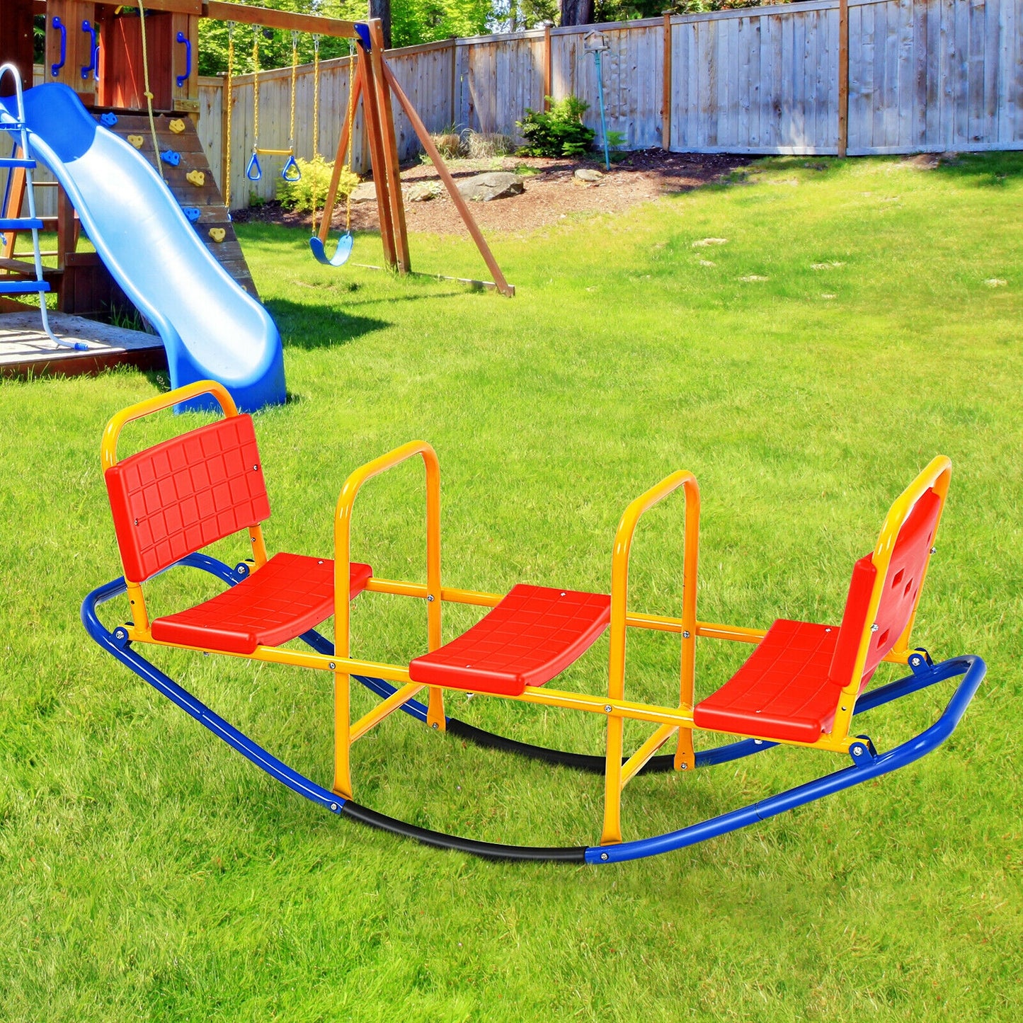 Outdoor Kids Seesaw Swivel Teeter for 3 to 8 Years Old-Red Kids Crystal