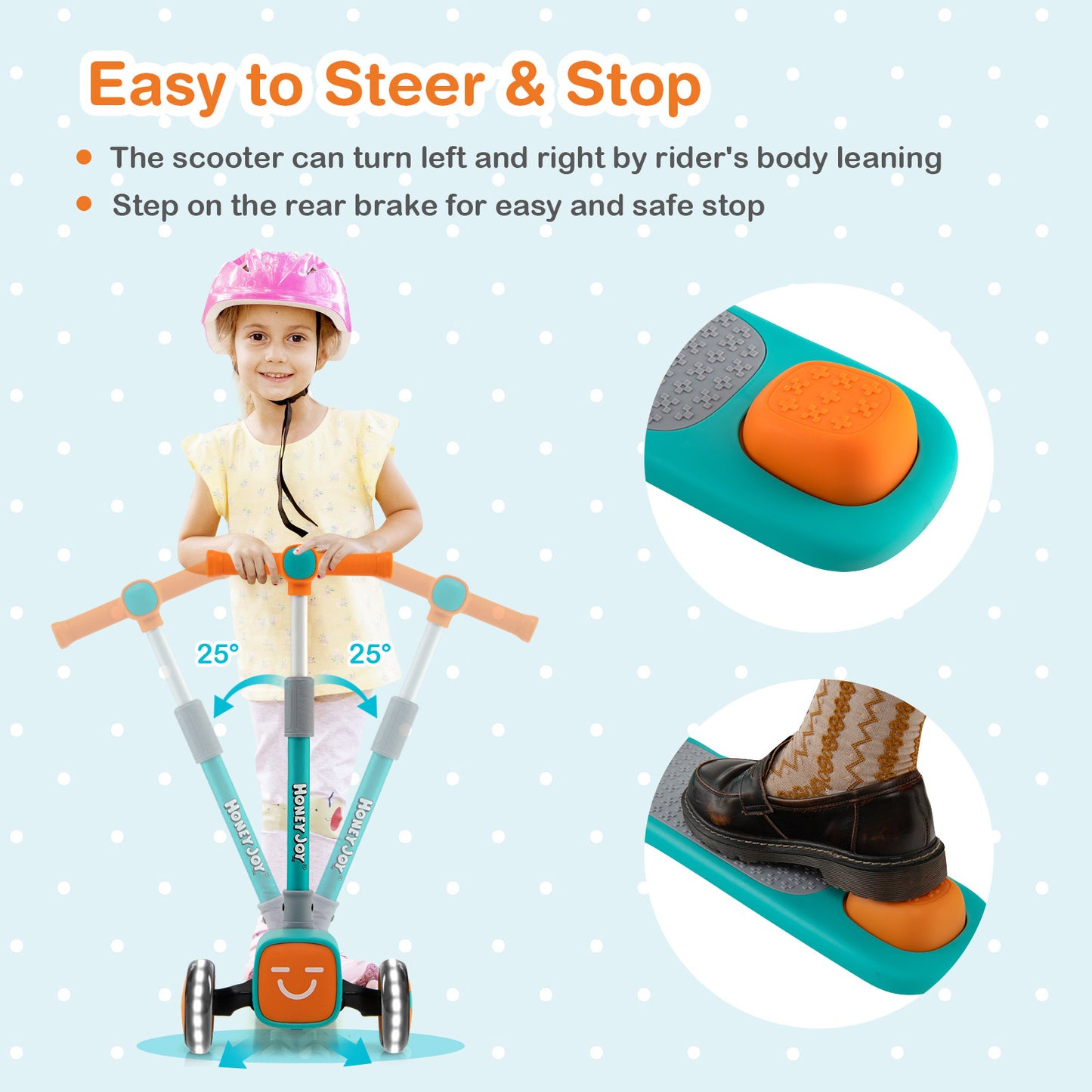 Folding Adjustable Kids Toy Scooter with LED Flashing Wheels Horn 4 Emoji Covers-Green Kids Crystal