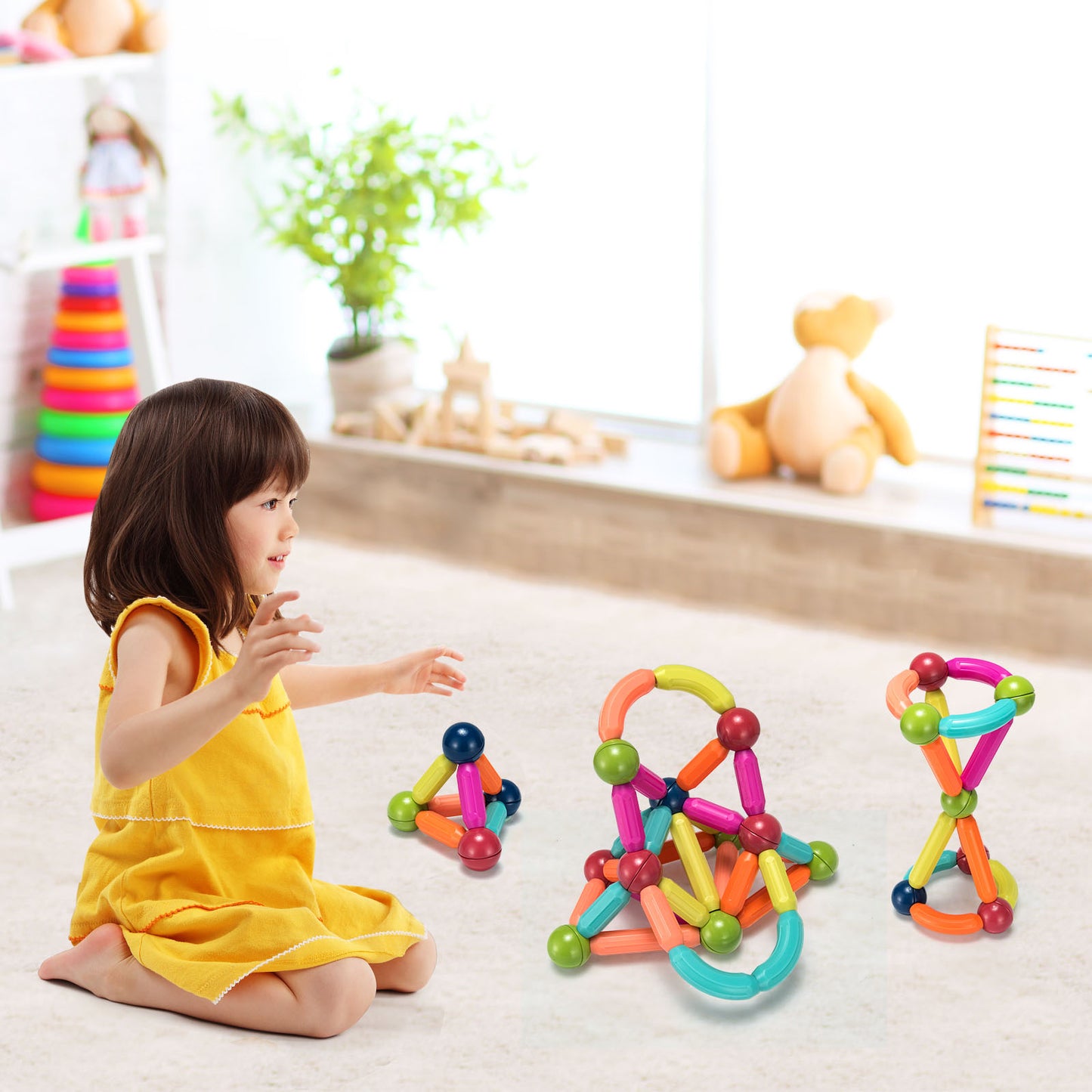 88 Pieces Magnetic Balls and Rods Set Building Blocks Set For Kids over 3 Years Kids Crystal