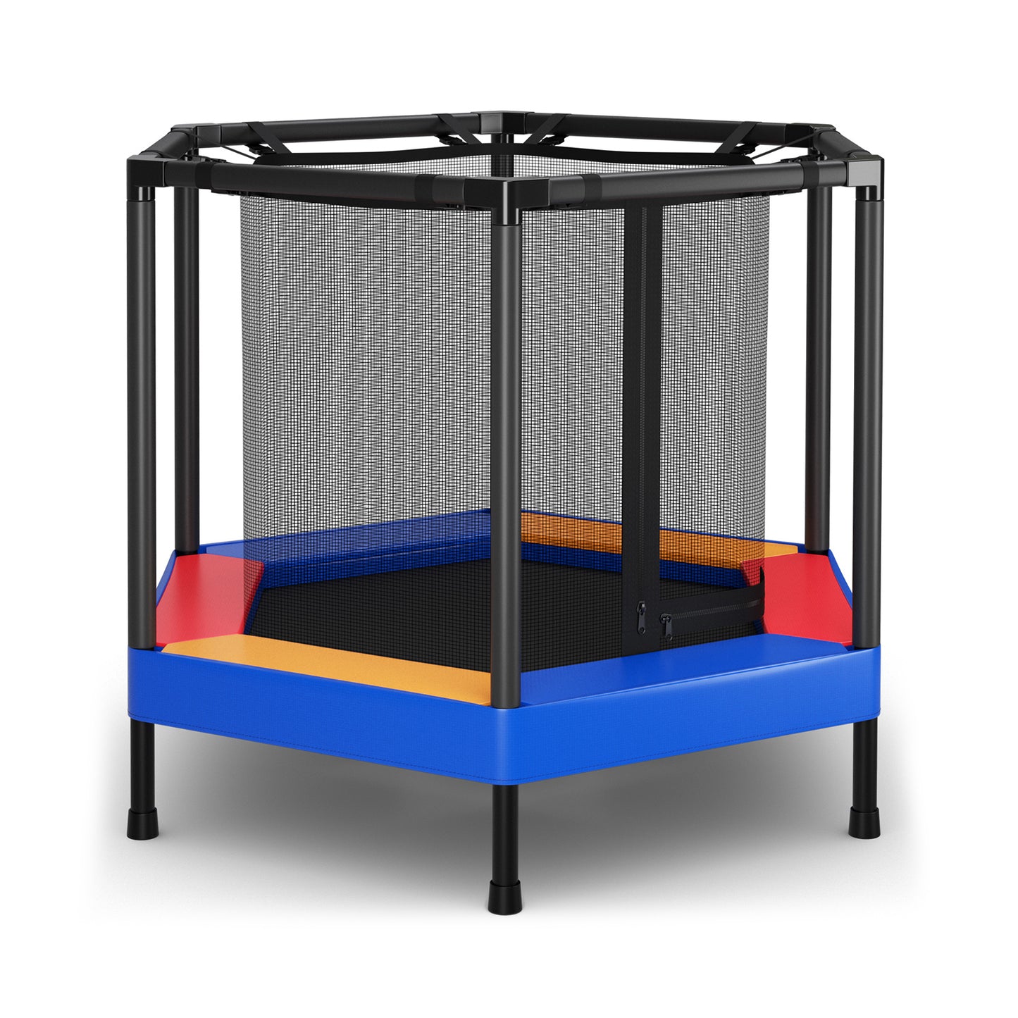 48 Inches Hexagonal Kids Trampoline With Foam Padded Handrails Kids Crystal