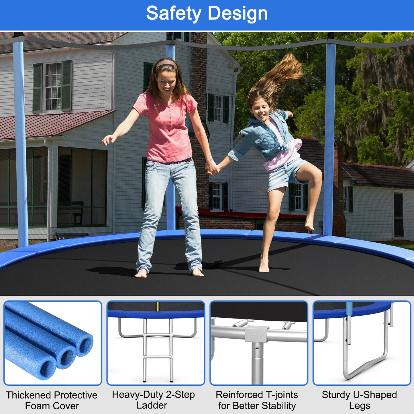 Outdoor Trampoline with Safety Closure Net-8 ft Kids Crystal