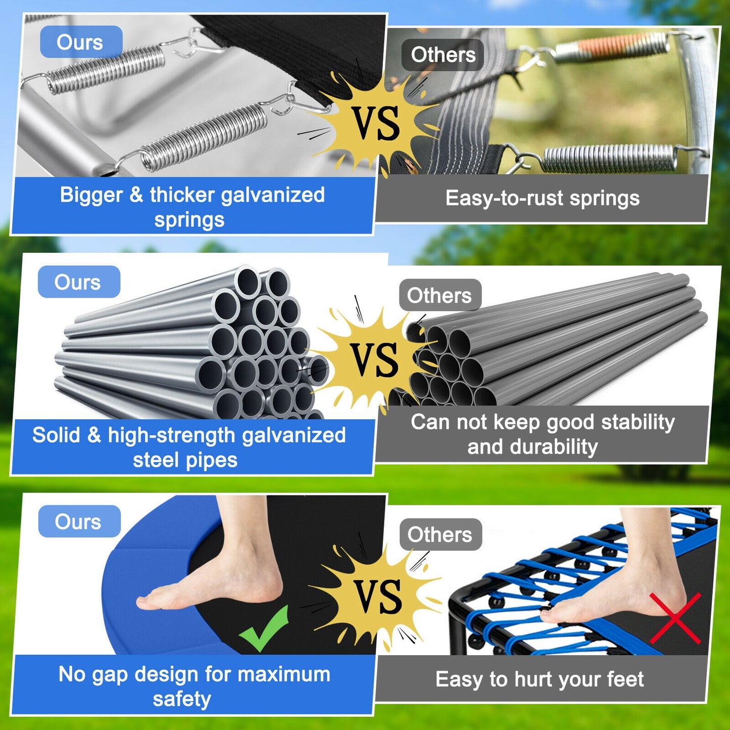 Outdoor Trampoline with Safety Closure Net-8 ft Kids Crystal