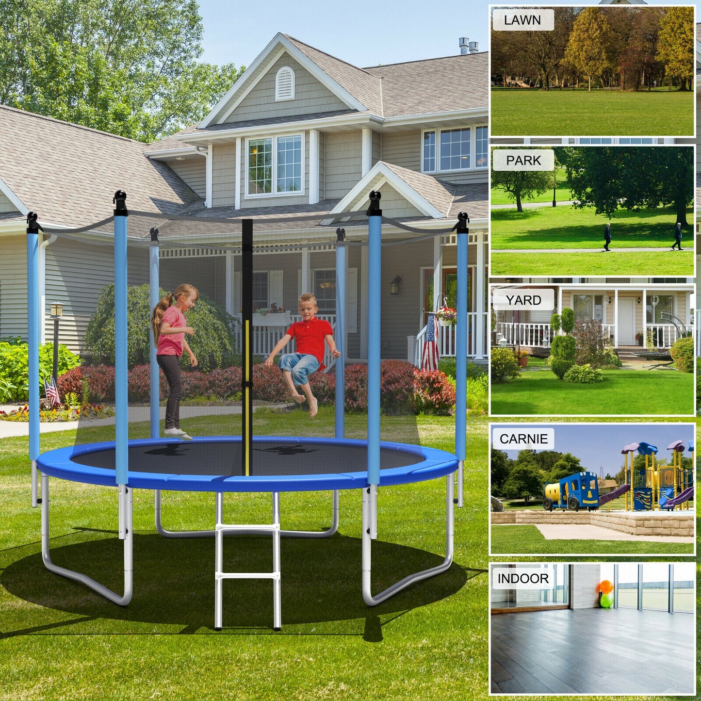 Outdoor Trampoline with Safety Closure Net-8 ft Kids Crystal