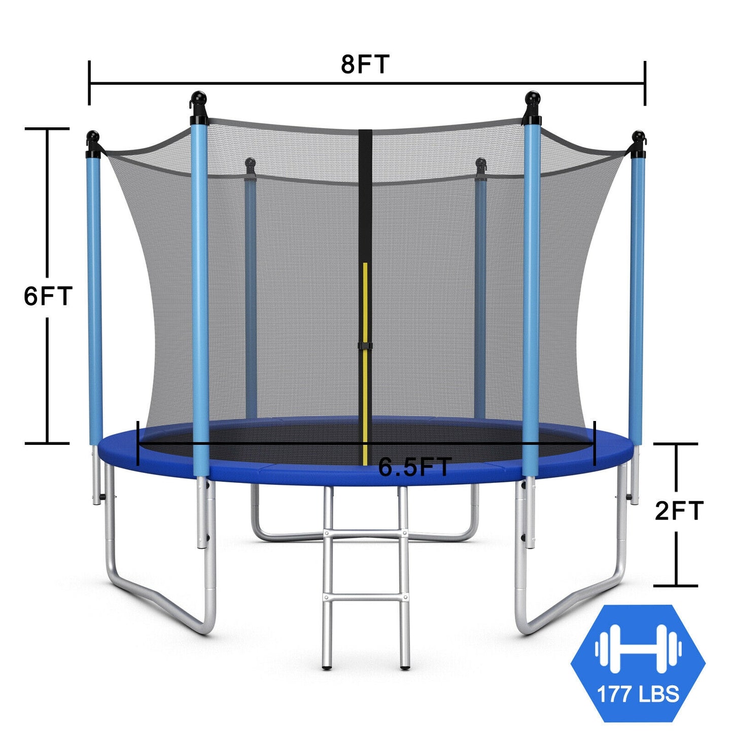 Outdoor Trampoline with Safety Closure Net-8 ft Kids Crystal