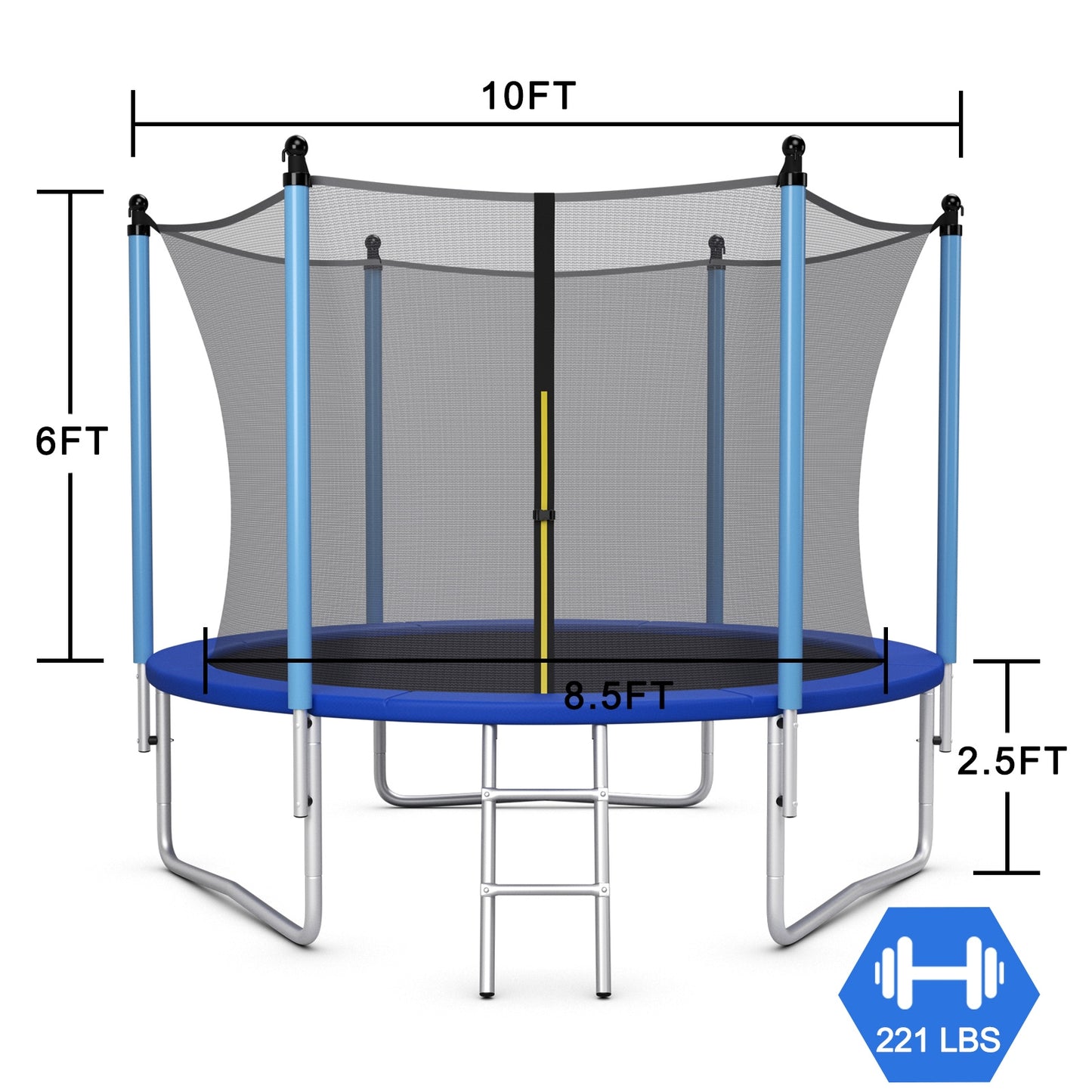 Outdoor Trampoline with Safety Closure Net-10 ft Kids Crystal