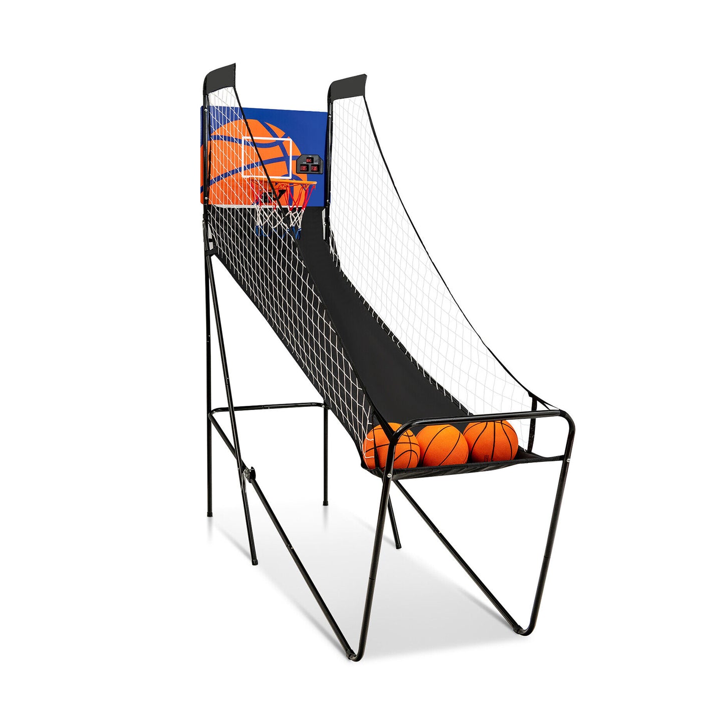 Foldable Single Shot Basketball Arcade Game with Electronic Scorer and Basketballs Kids Crystal