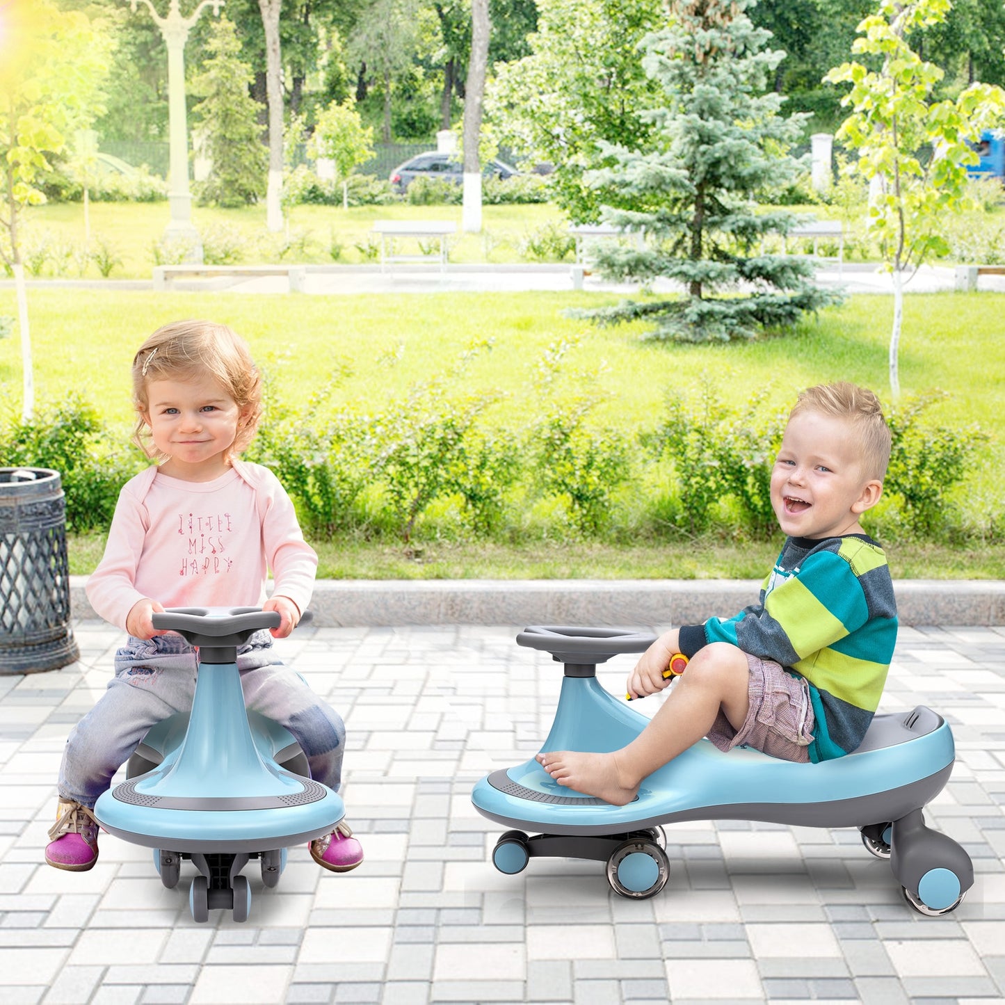 Wiggle Car Ride-on Toy with Flashing Wheels-Blue Kids Crystal