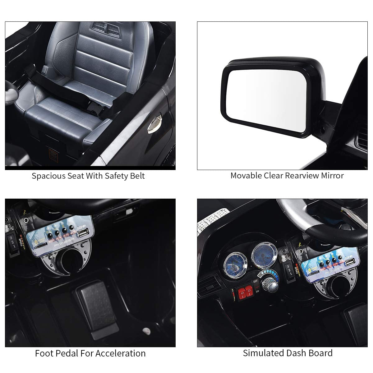 6V Mercedes Benz Kids Ride on Car with MP3+RC-Black Kids Crystal