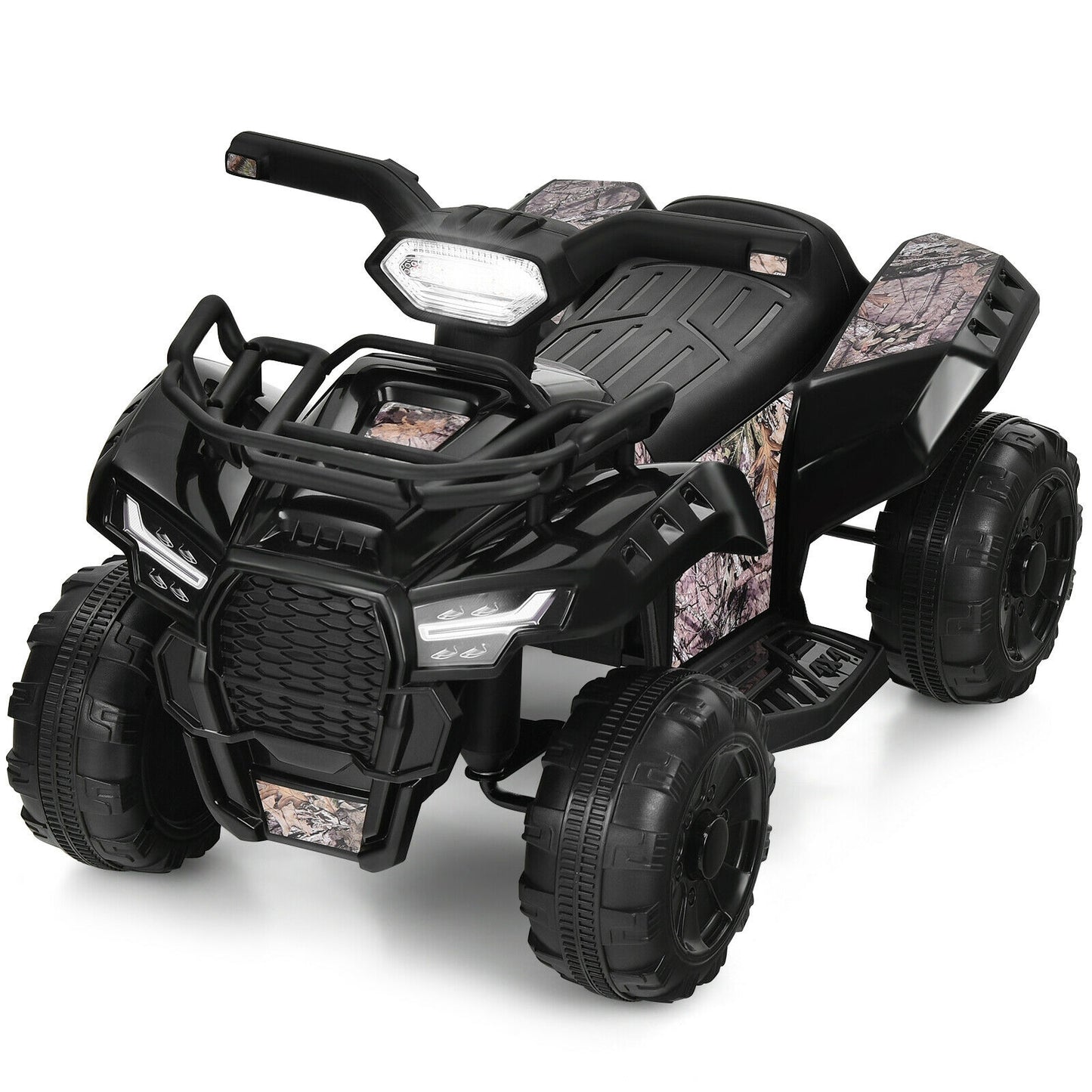 6V Kids ATV Quad Electric Ride On Car with LED Light and MP3-Black Kids Crystal