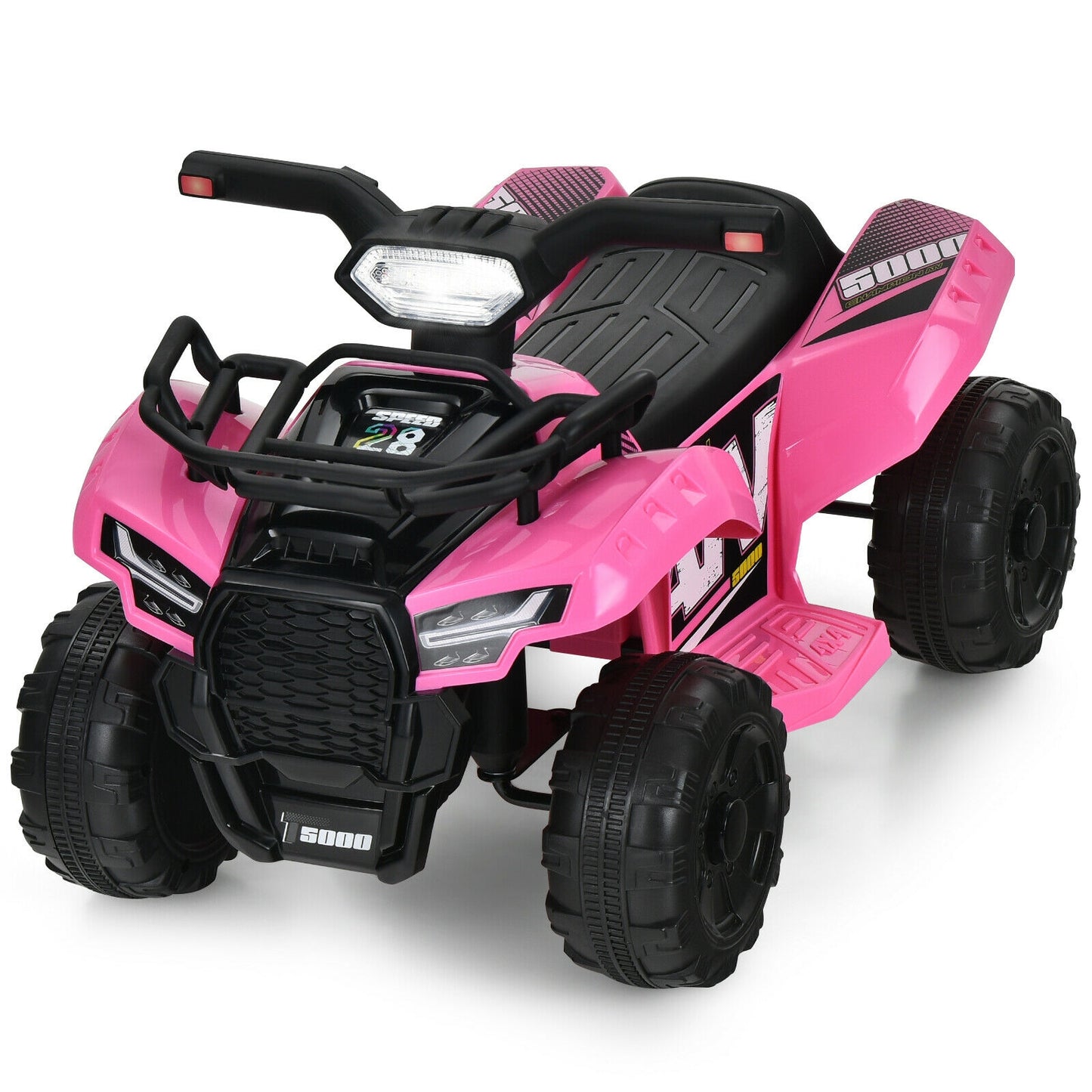 6V Kids ATV Quad Electric Ride On Car with LED Light and MP3-Pink Kids Crystal