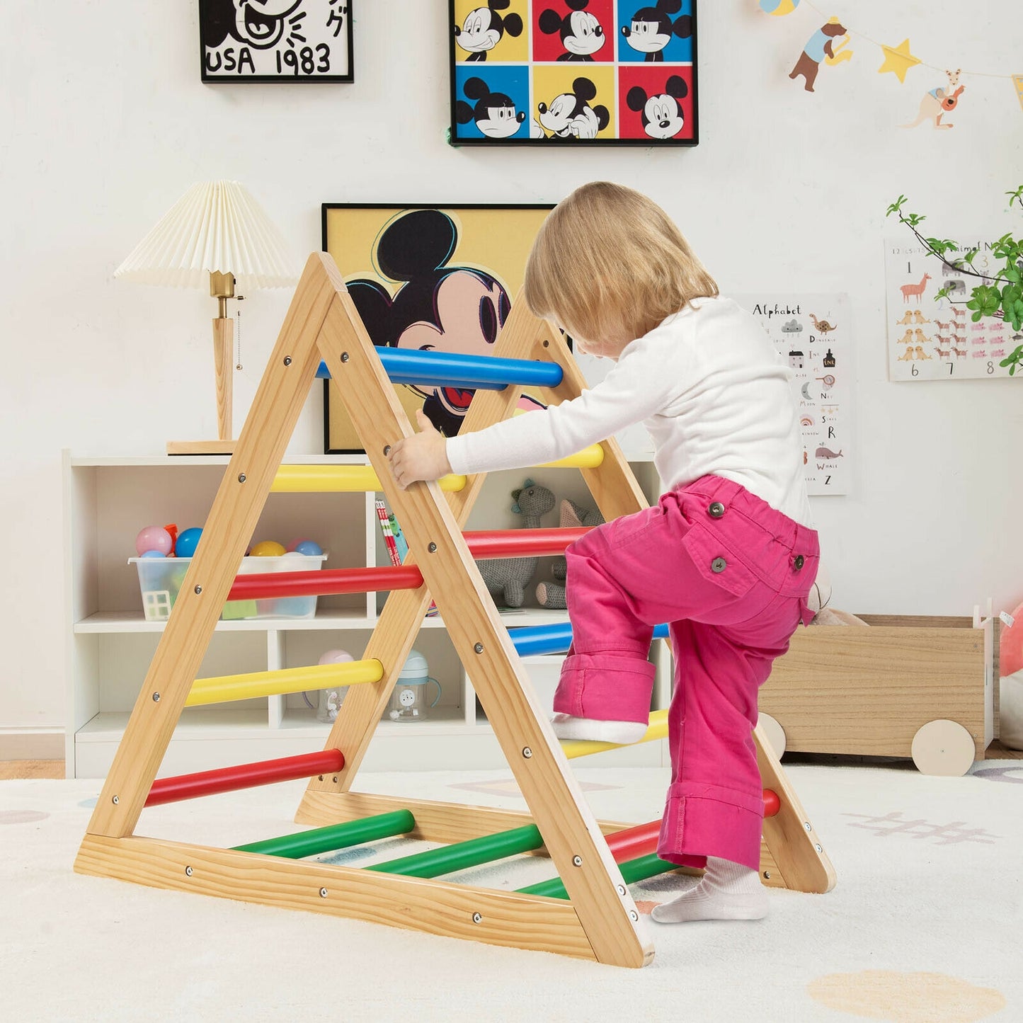 Climbing Triangle Ladder with 3 Levels for Kids-Multicolor Kids Crystal