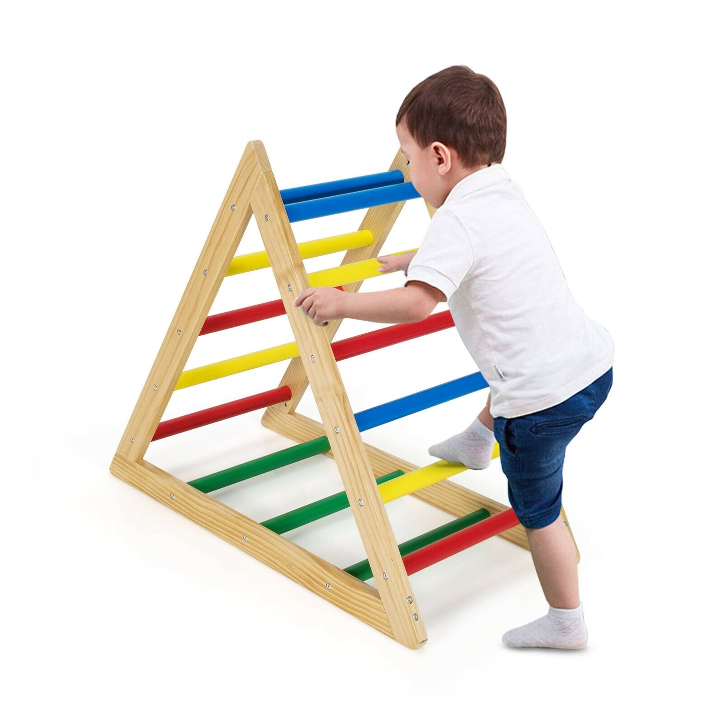 Climbing Triangle Ladder with 3 Levels for Kids-Multicolor Kids Crystal