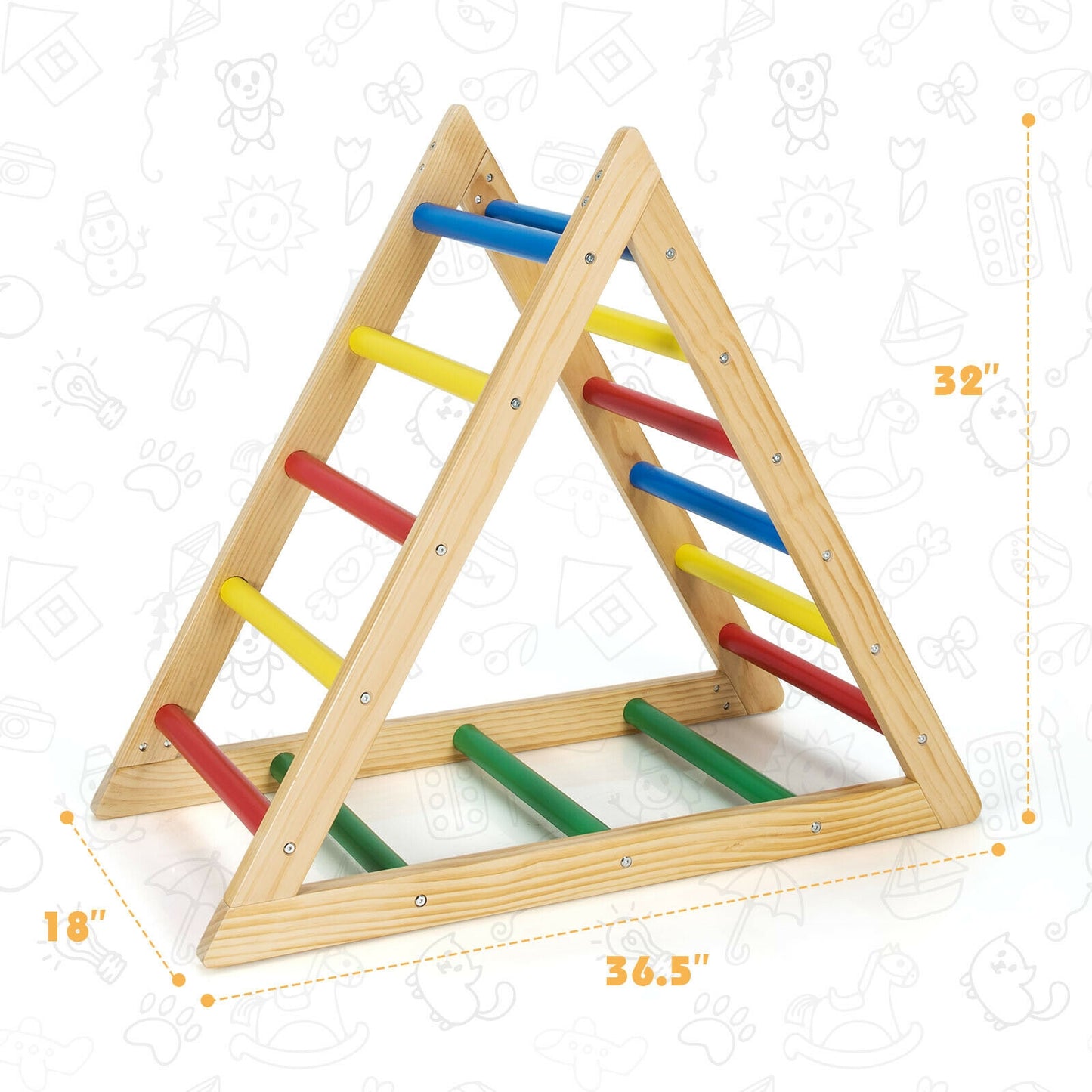 Climbing Triangle Ladder with 3 Levels for Kids-Multicolor Kids Crystal