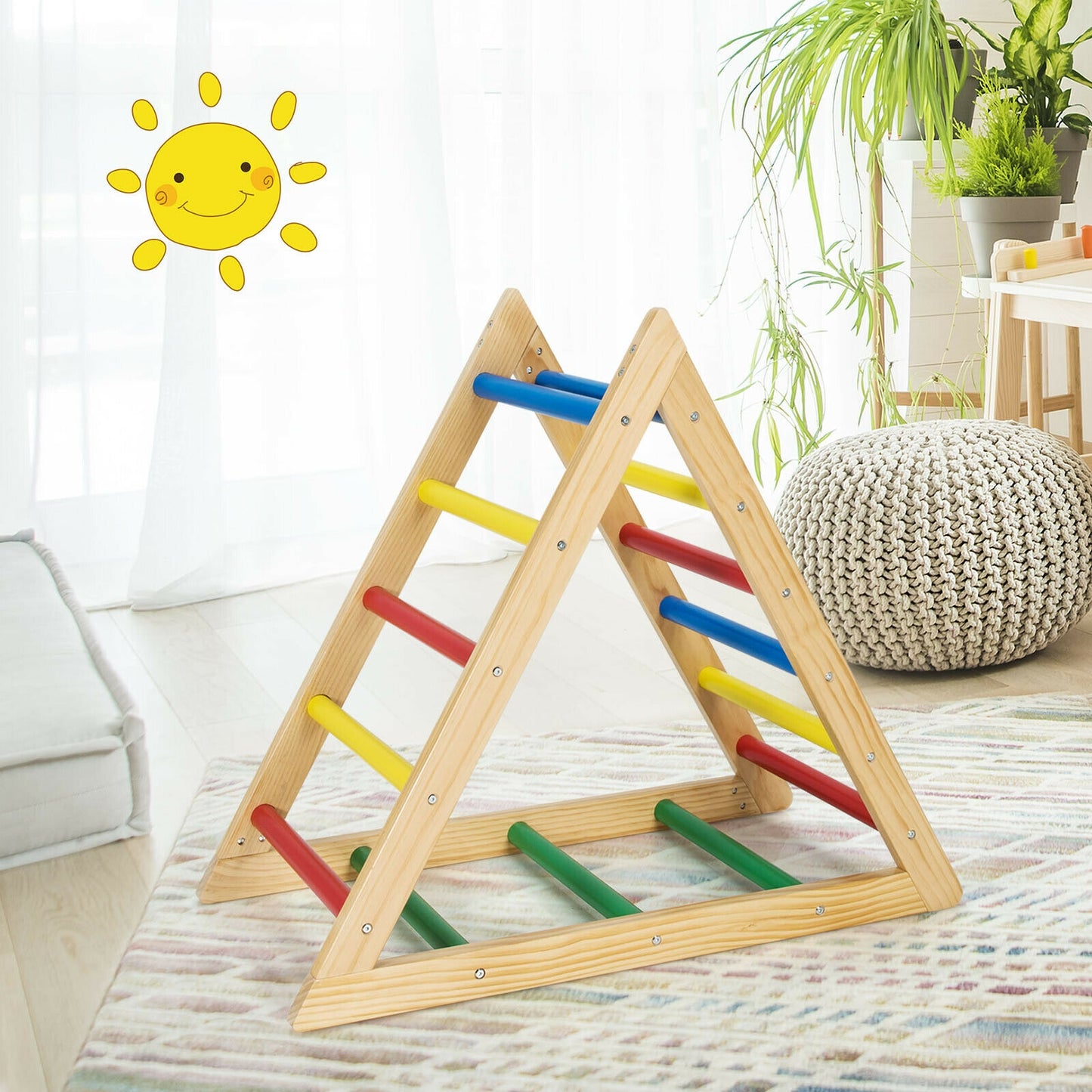 Climbing Triangle Ladder with 3 Levels for Kids-Multicolor Kids Crystal