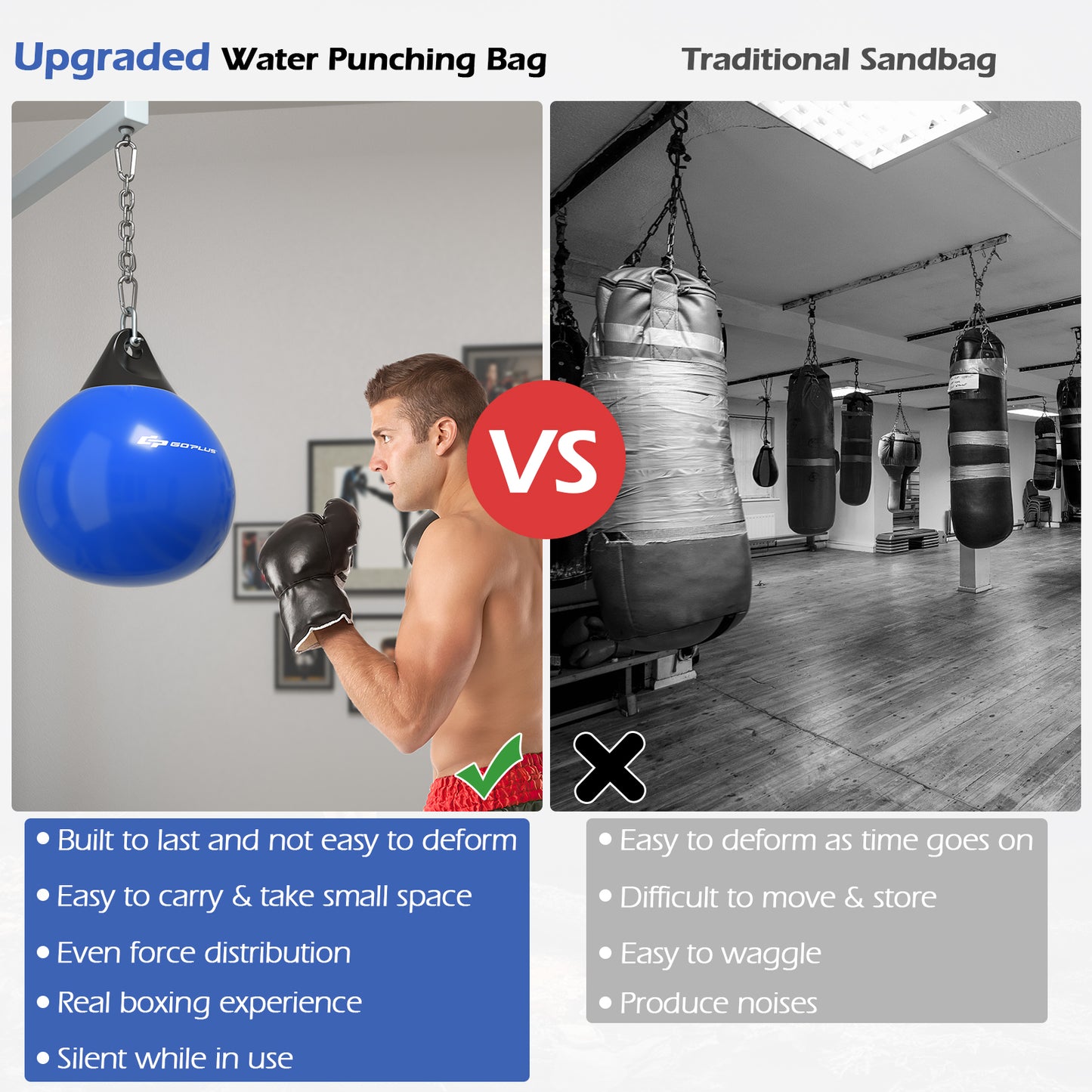 21 Inch Water Punching Bag with Adjustable Metal Chain-Blue Kids Crystal