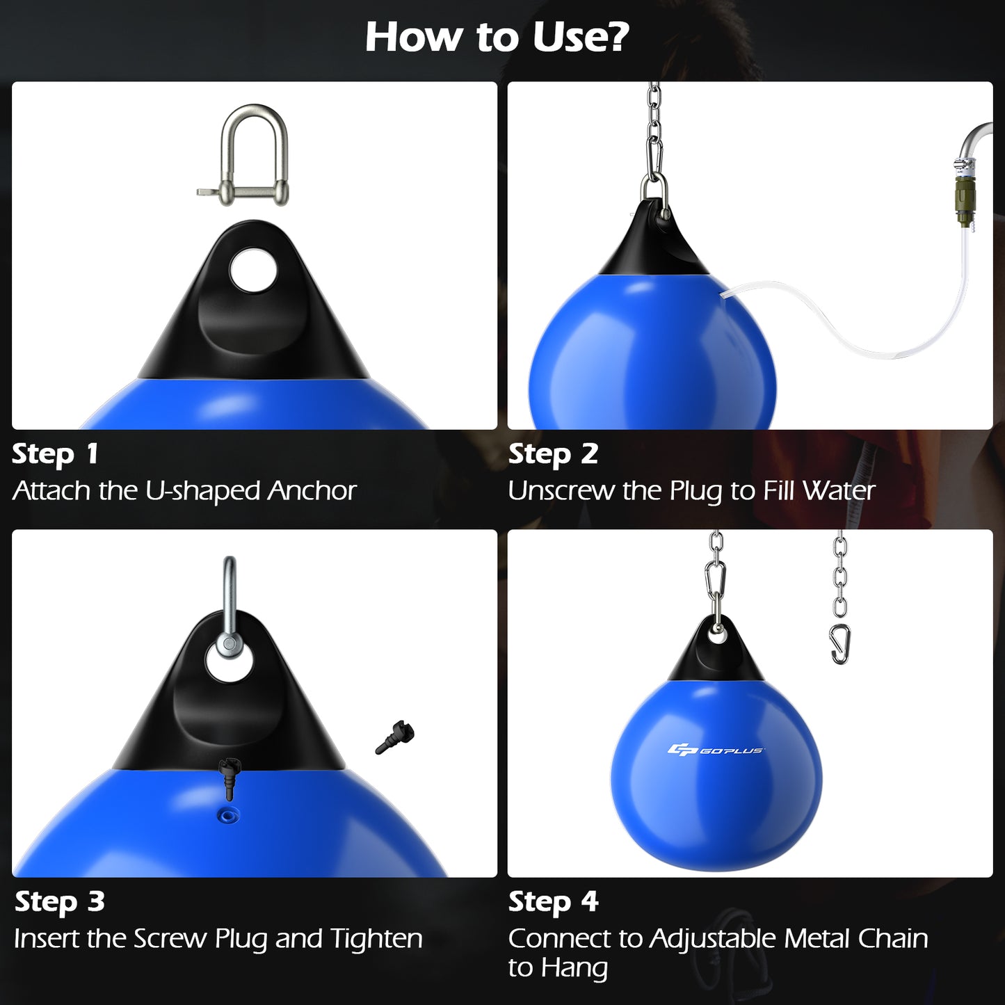 21 Inch Water Punching Bag with Adjustable Metal Chain-Blue Kids Crystal