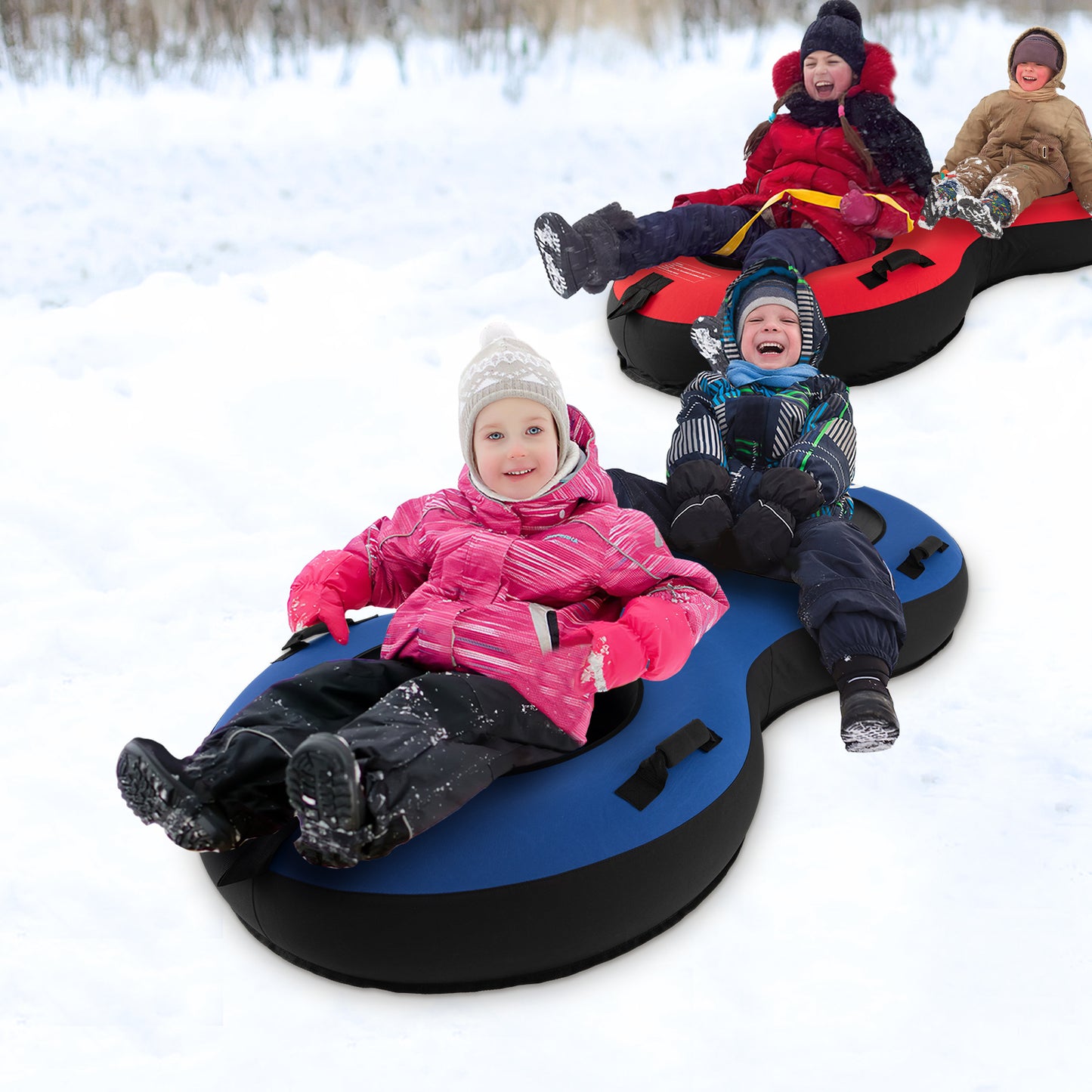 80 Inch 2-Person Inflatable Snow Sled for Kids and Adults-Blue Kids Crystal