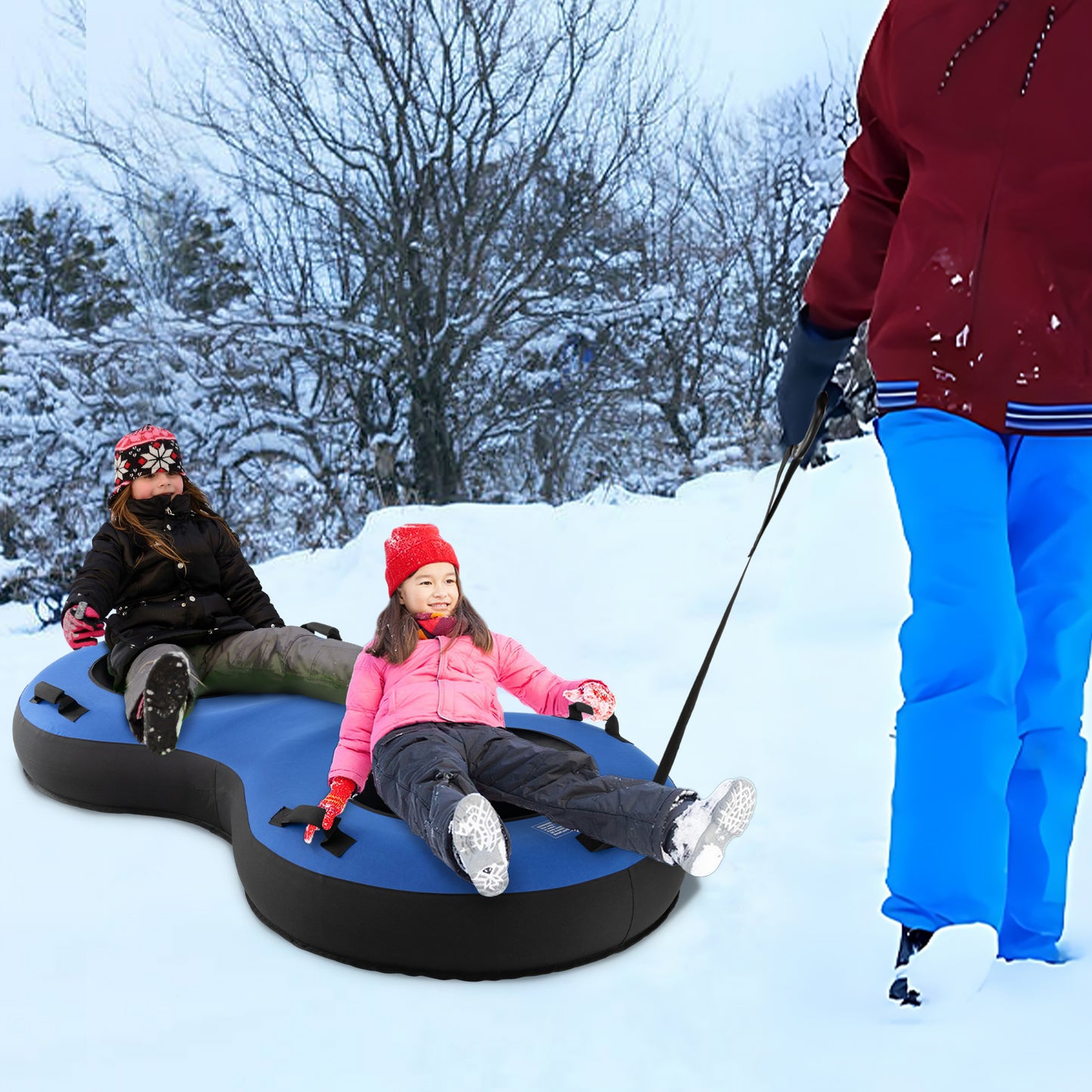 80 Inch 2-Person Inflatable Snow Sled for Kids and Adults-Blue Kids Crystal