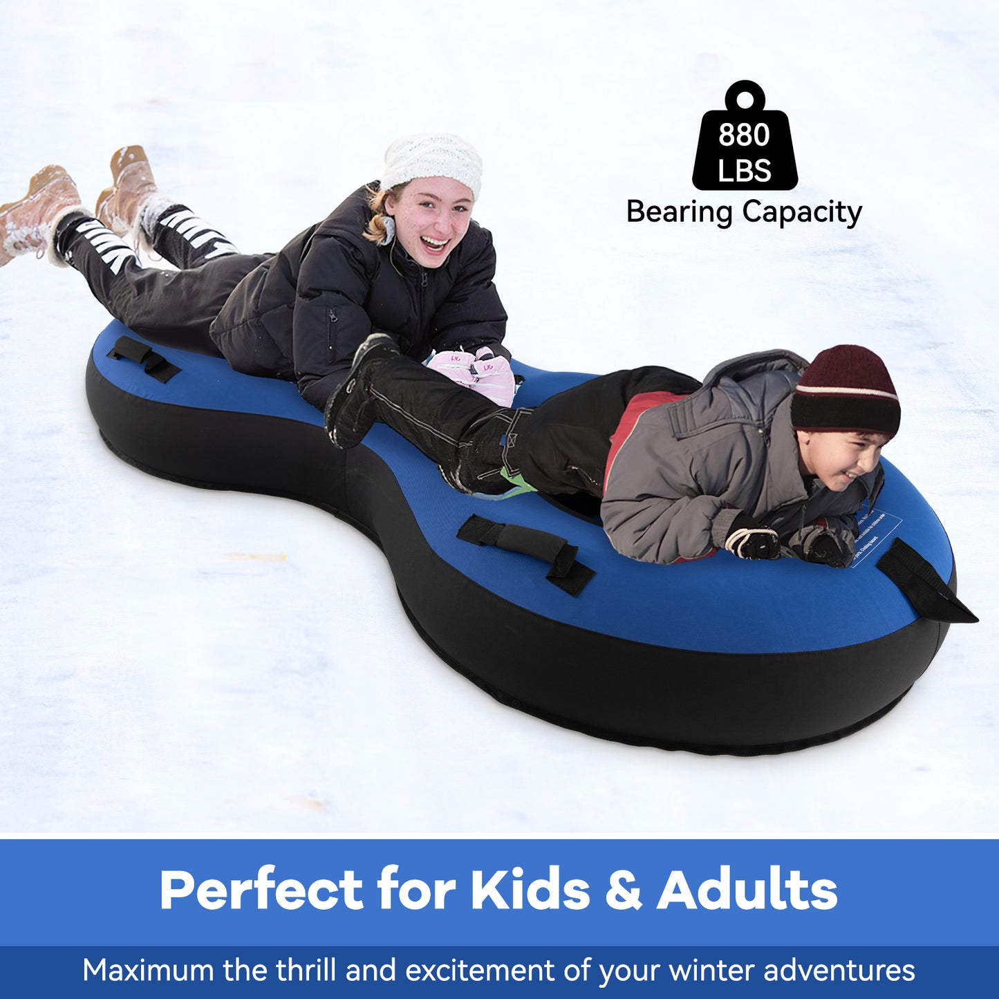 80 Inch 2-Person Inflatable Snow Sled for Kids and Adults-Blue Kids Crystal