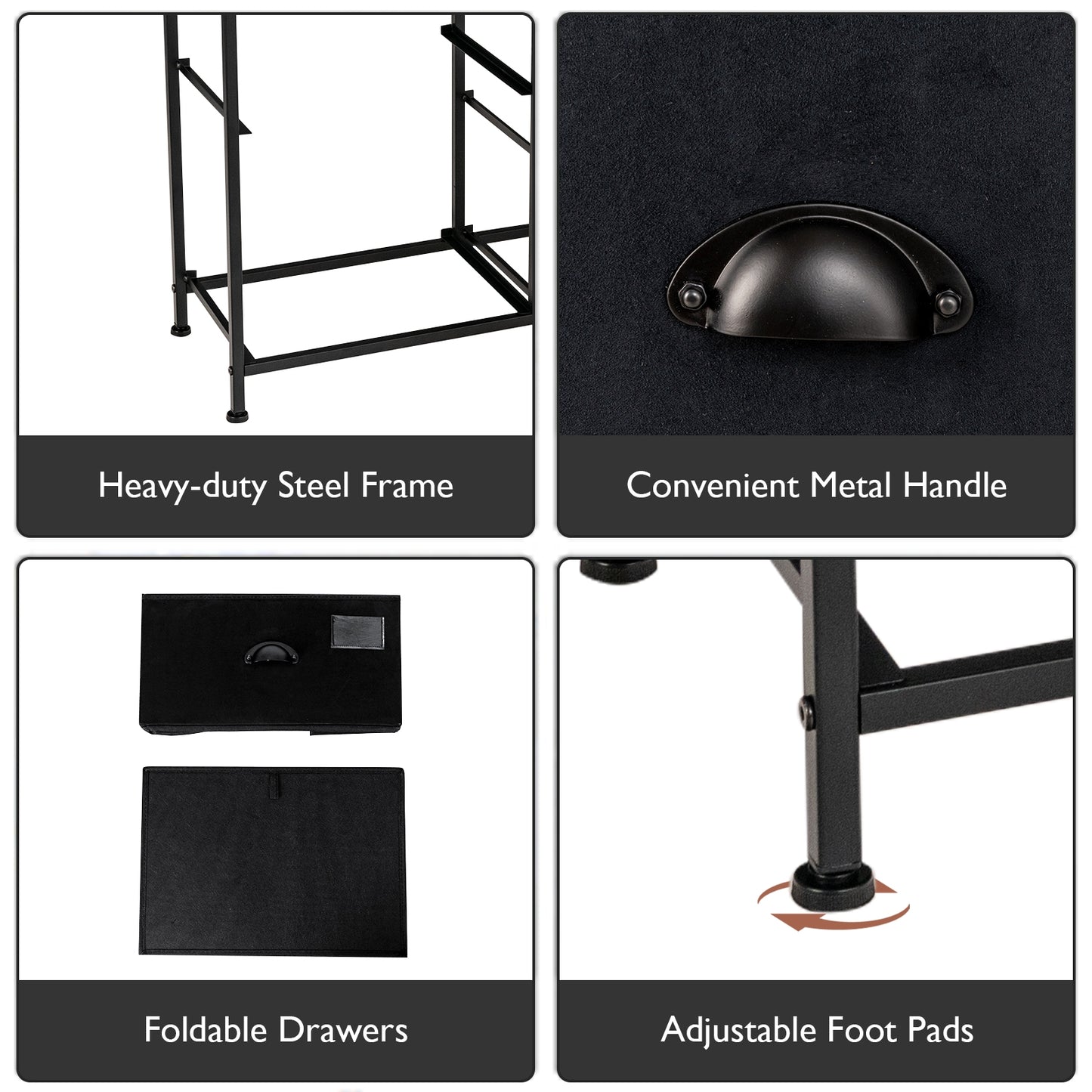 5-Drawer Storage Dresser for Bedroom Closet Entryway-Black Kids Crystal