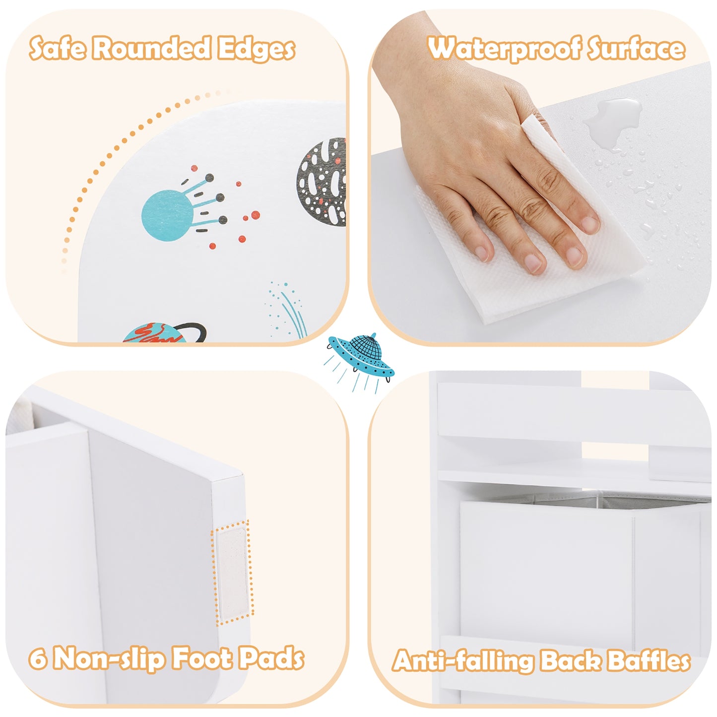 Kids Toy and Book Organizer Children Wooden Storage Cabinet with Storage Bins Kids Crystal