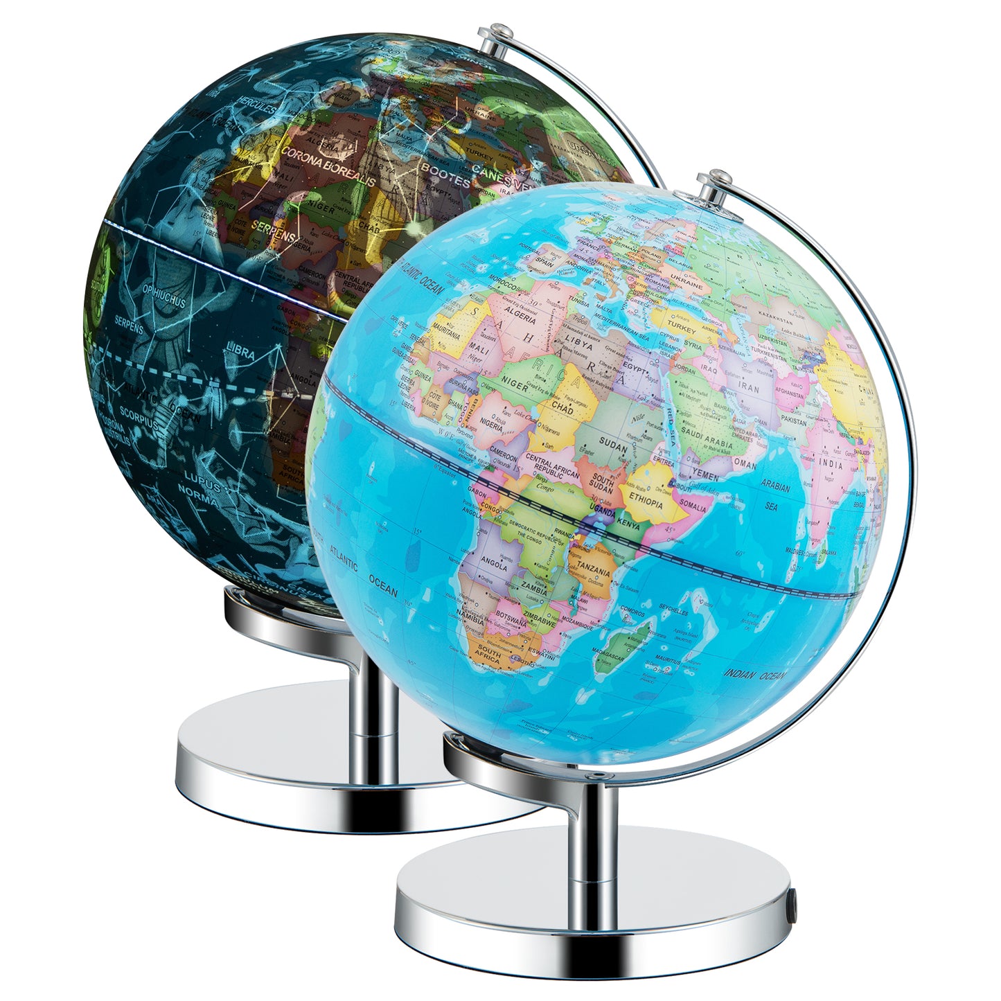 3-in-1 Illuminated World Globe with Stand and 88 Constellations Kids Crystal