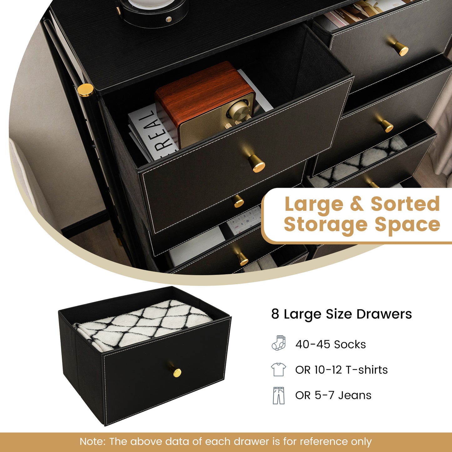 Floor Dresser Storage Organizer with 5/6/8 Drawers with Fabric Bins and Metal Frame-8-Drawer Kids Crystal