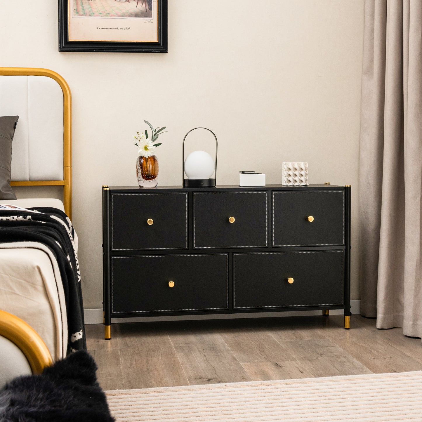 Floor Dresser Storage Organizer with 5/6/8 Drawers with Fabric Bins and Metal Frame-5-Drawer Kids Crystal