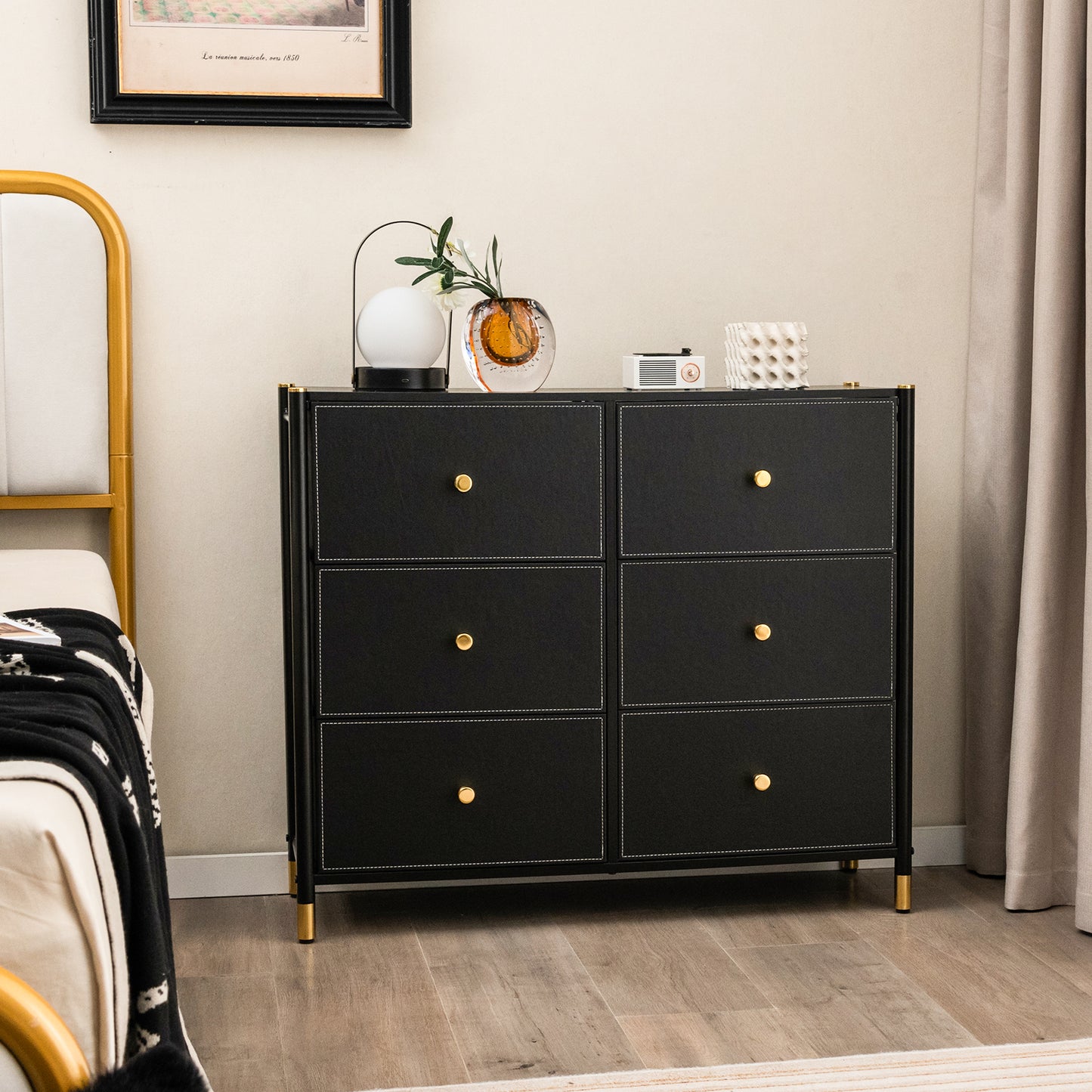 Floor Dresser Storage Organizer with 5/6/8 Drawers with Fabric Bins and Metal Frame-6-Drawer Kids Crystal