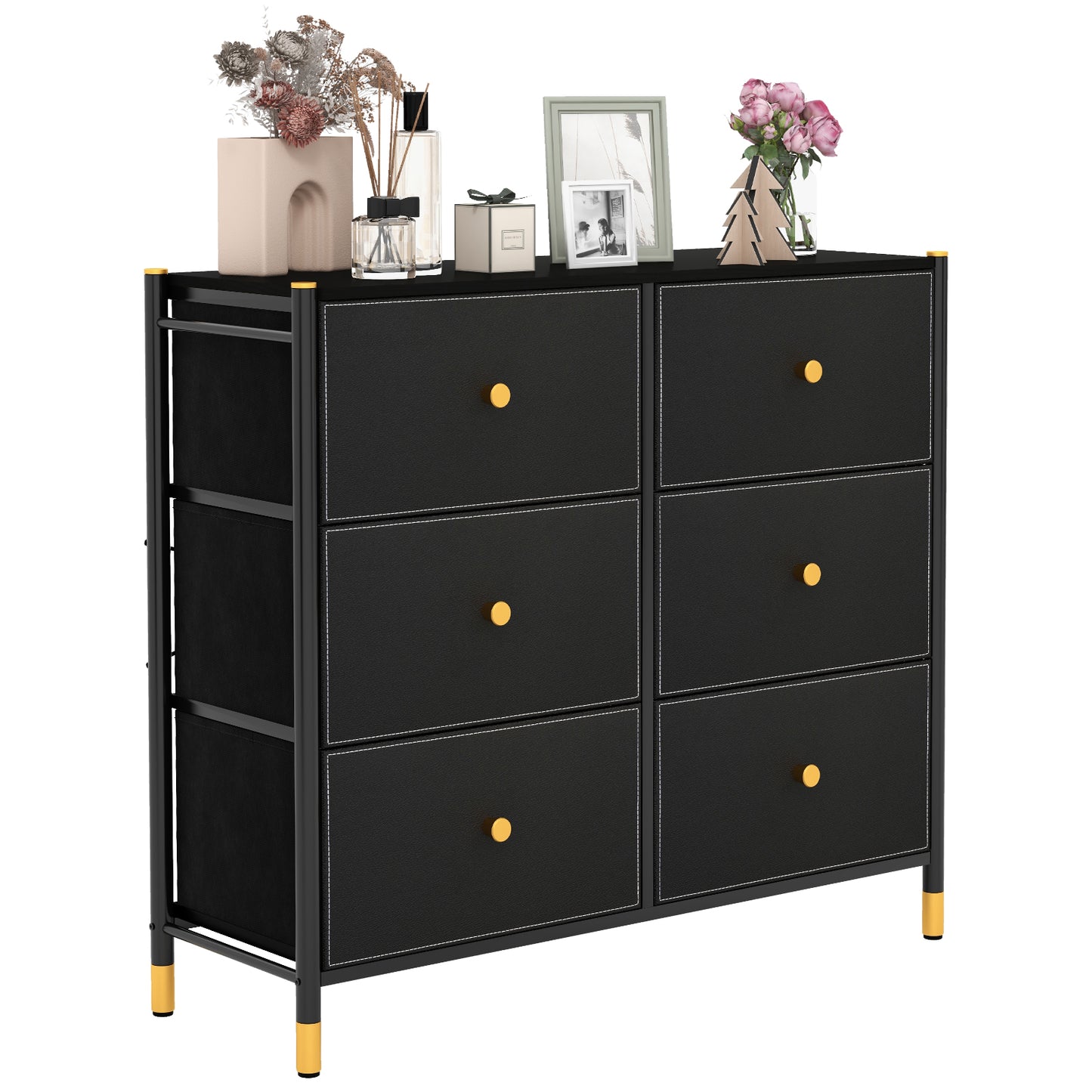 Floor Dresser Storage Organizer with 5/6/8 Drawers with Fabric Bins and Metal Frame-6-Drawer Kids Crystal
