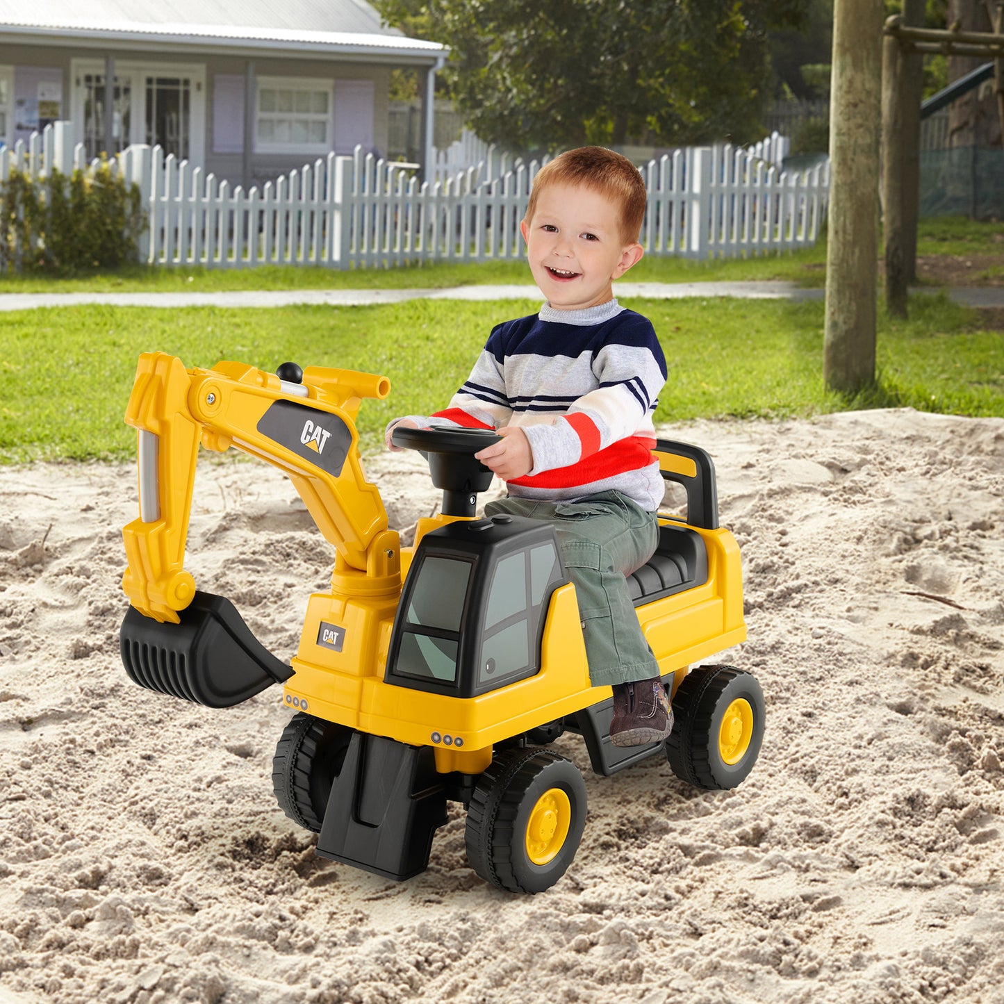 Licensed Caterpillar Kids Ride-On Digger-Yellow Kids Crystal
