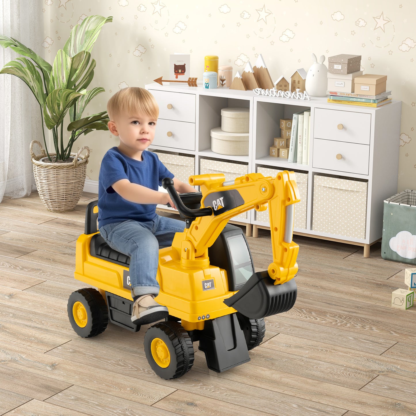 Licensed Caterpillar Kids Ride-On Digger-Yellow Kids Crystal