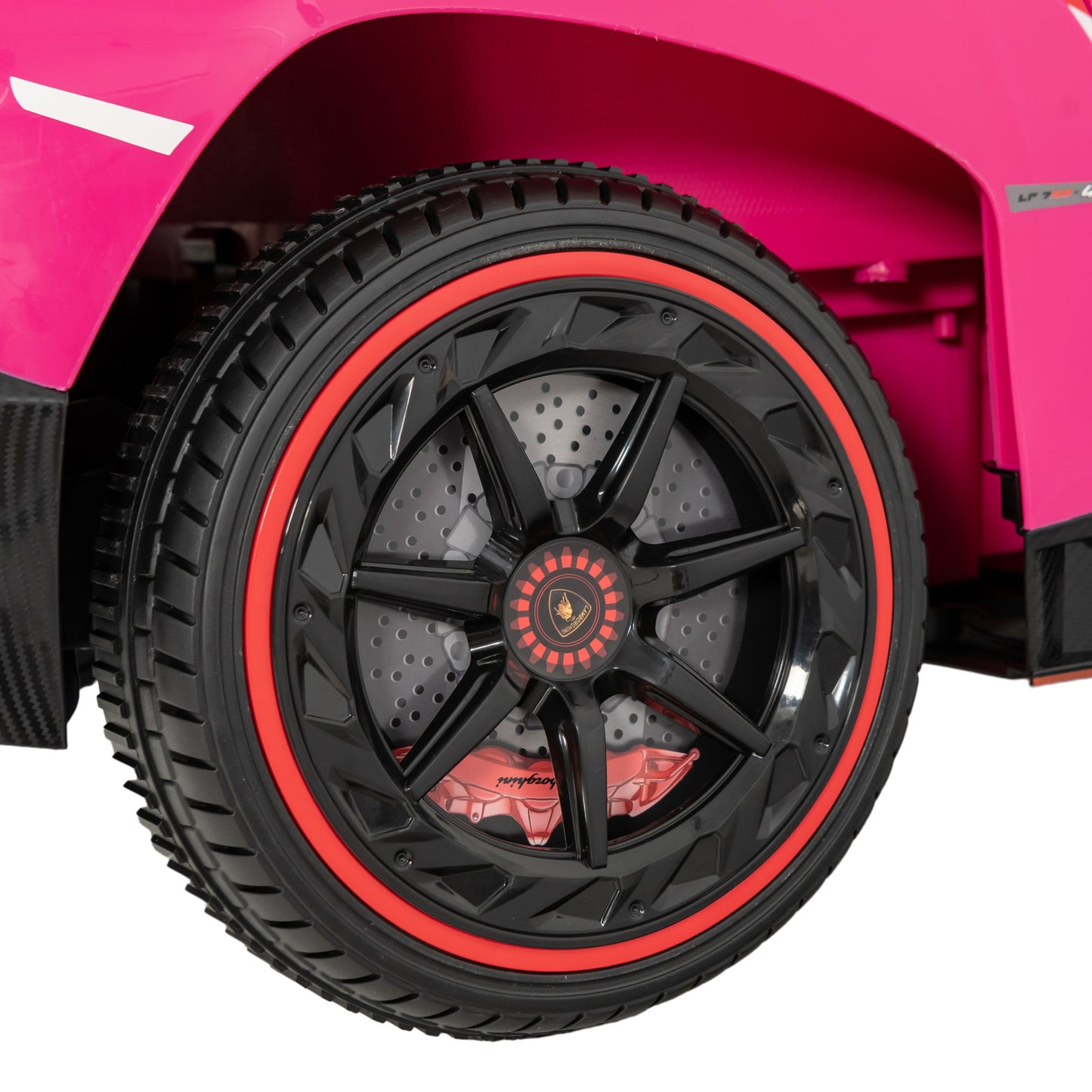 12V Licensed Lamborghini 4WD Kids Ride-on Sports Car with 2.4G Remote-Pink Kids Crystal