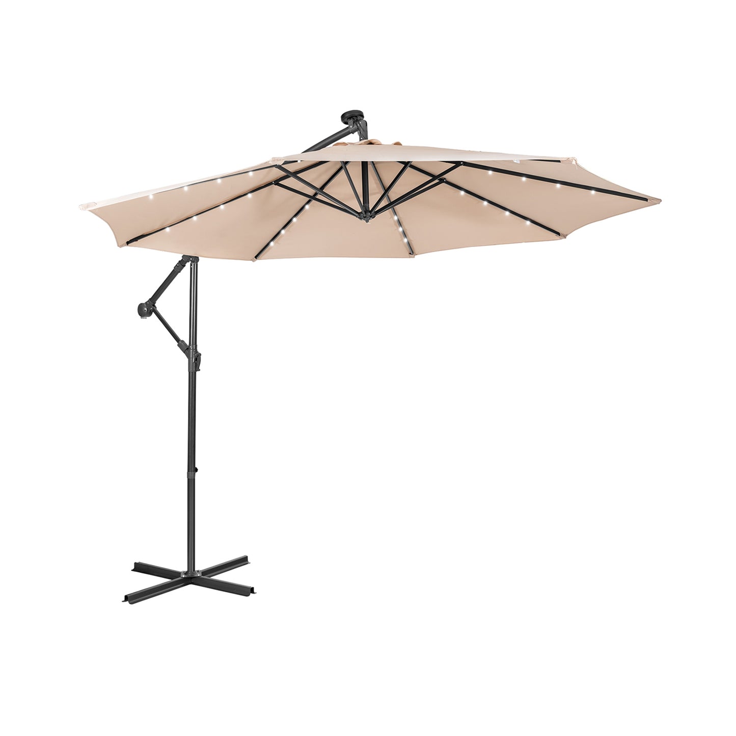 10 Feet Patio Solar Powered Cantilever Umbrella with Tilting System-Beige Kids Crystal