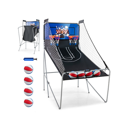 Dual Shot Basketball Arcade Game with 8 Game Modes and 4 Balls-Blue Kids Crystal