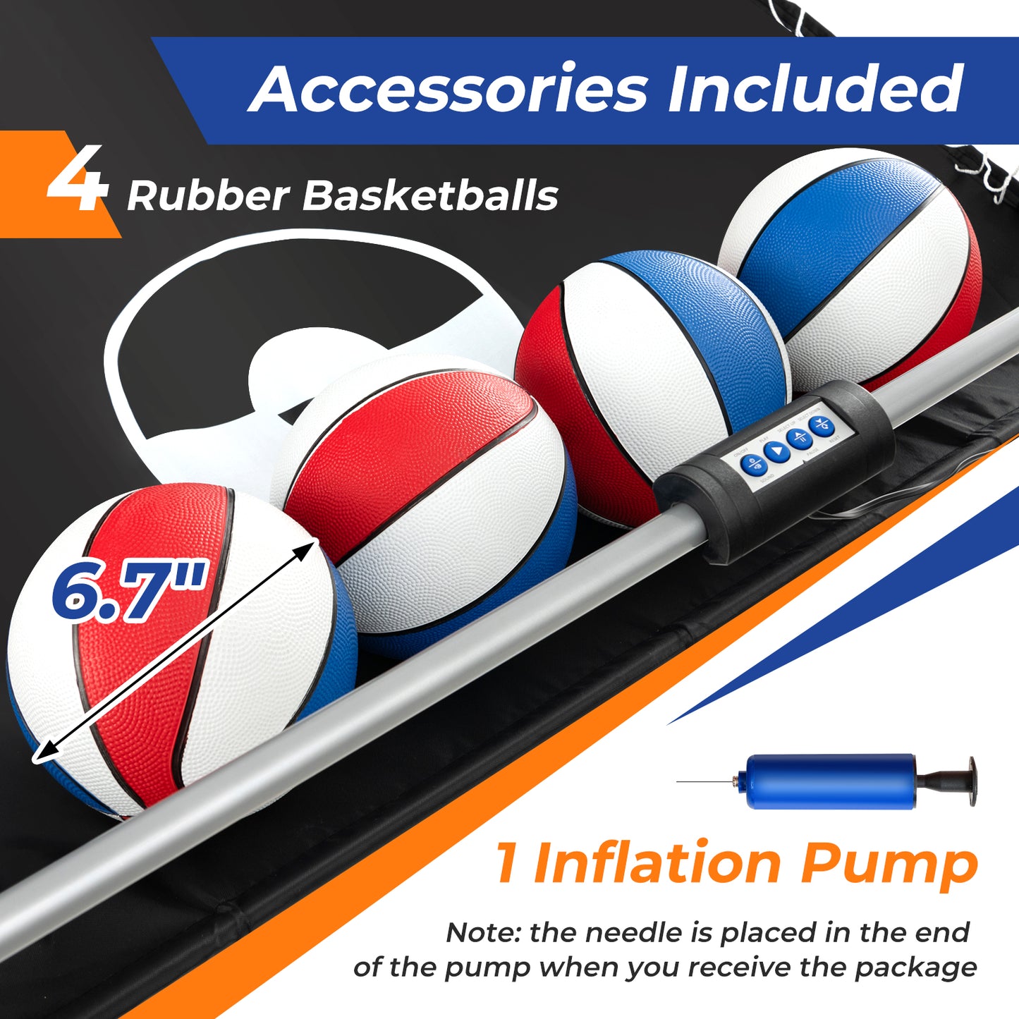 Dual Shot Basketball Arcade Game with 8 Game Modes and 4 Balls-Blue Kids Crystal