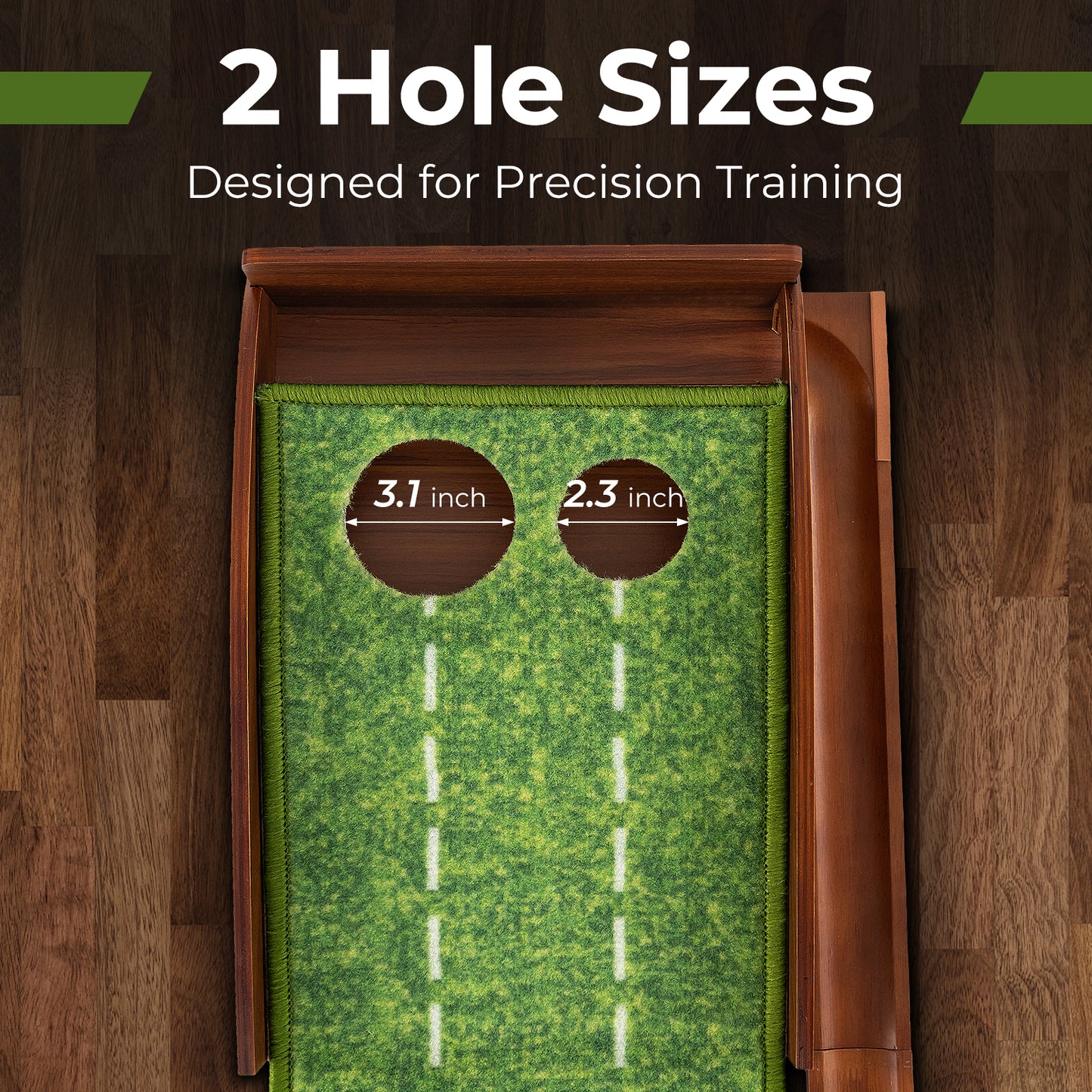 Golf Putting Mat Practice Training Aid with Auto Ball Return and 2 Hole Sizes Kids Crystal