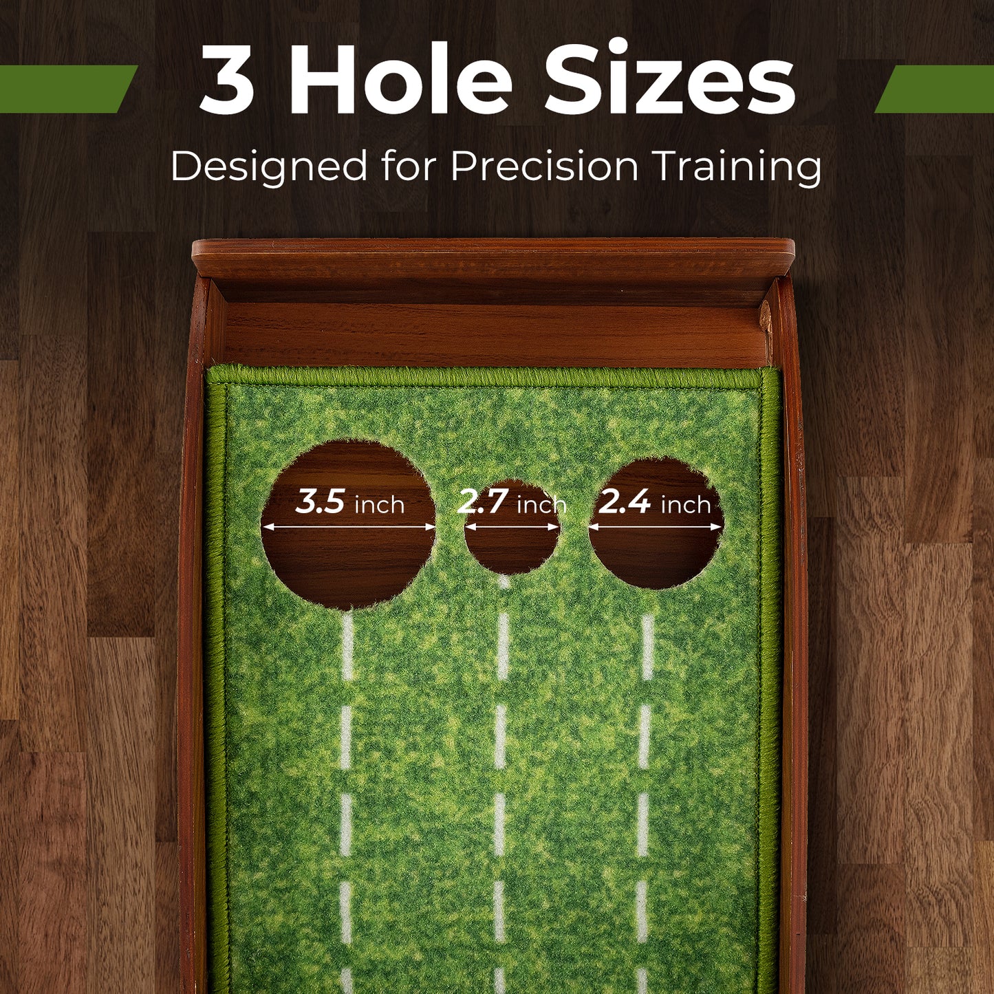 Golf Putting Mat Practice Training Aid with Auto Ball Return and 3 Hole Sizes Kids Crystal
